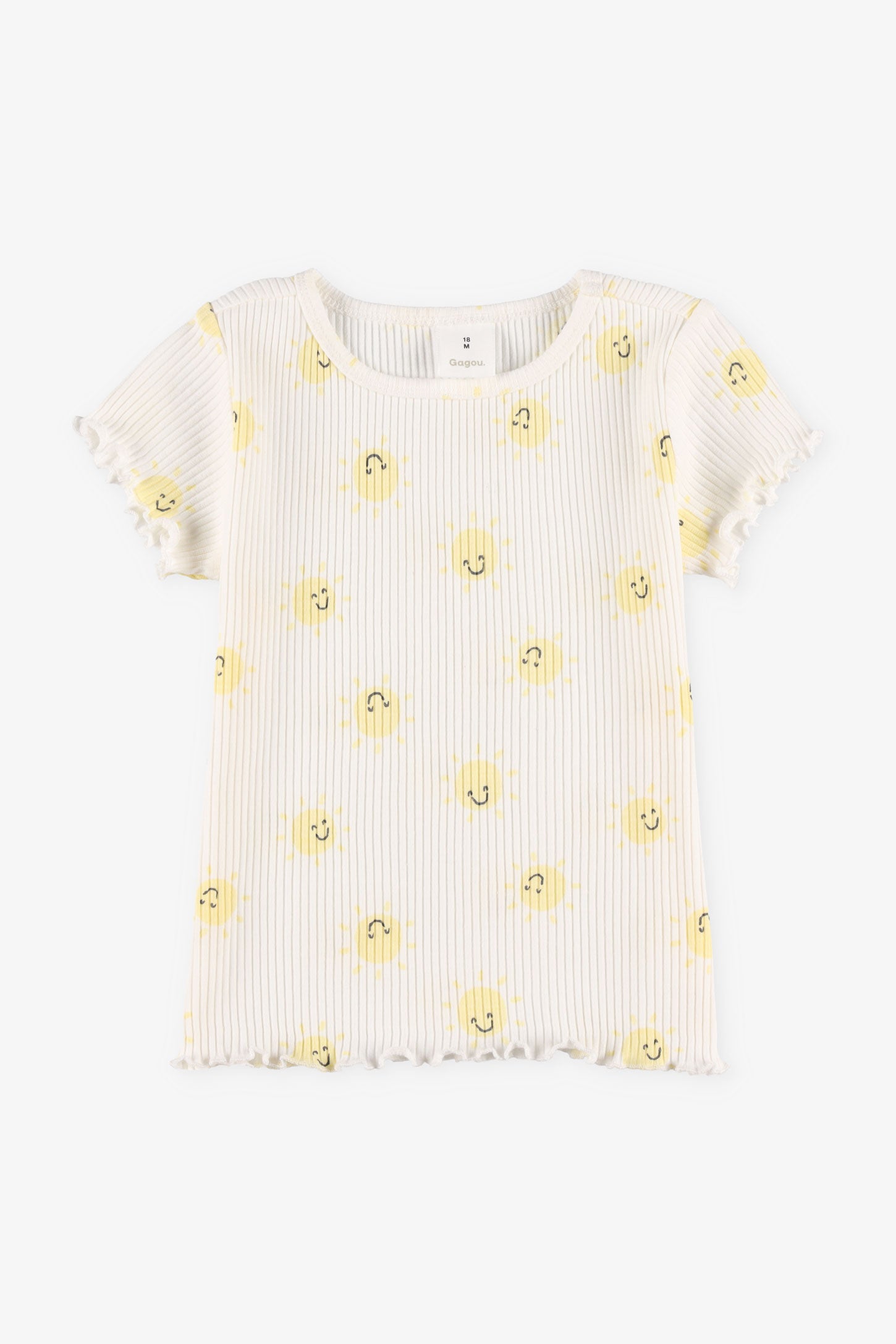 T-shirt côtelé finitions laitue, 2T-3T - Bébé fille && JAUNE/MULTI