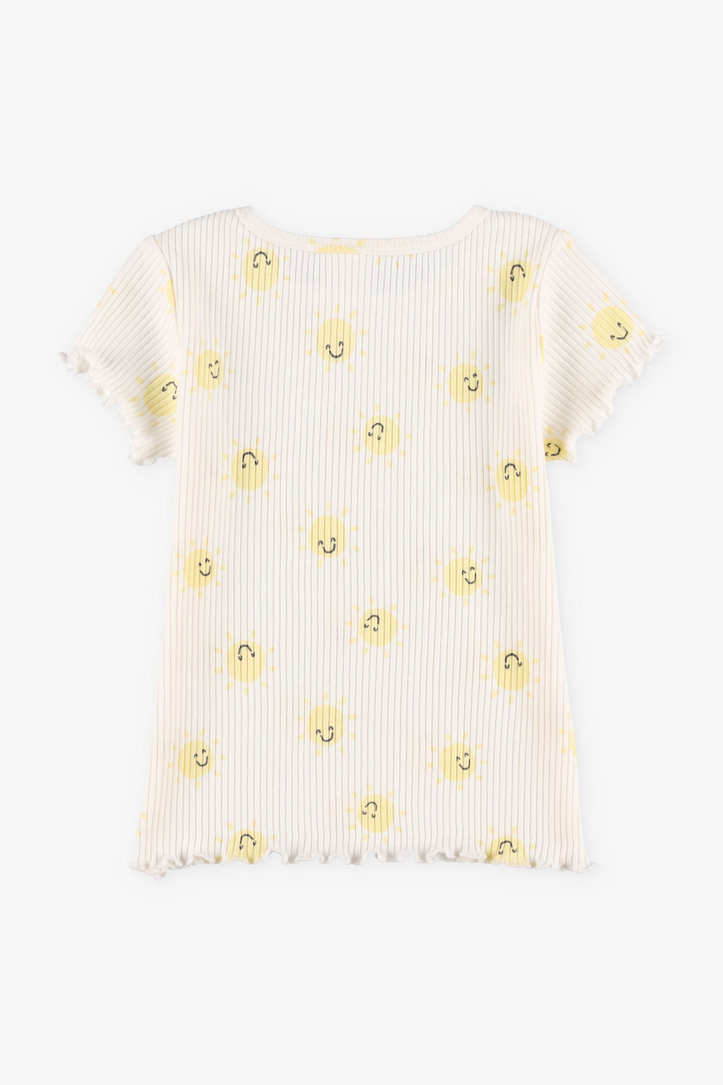 T-shirt côtelé finitions laitue, 2T-3T - Bébé fille && JAUNE/MULTI