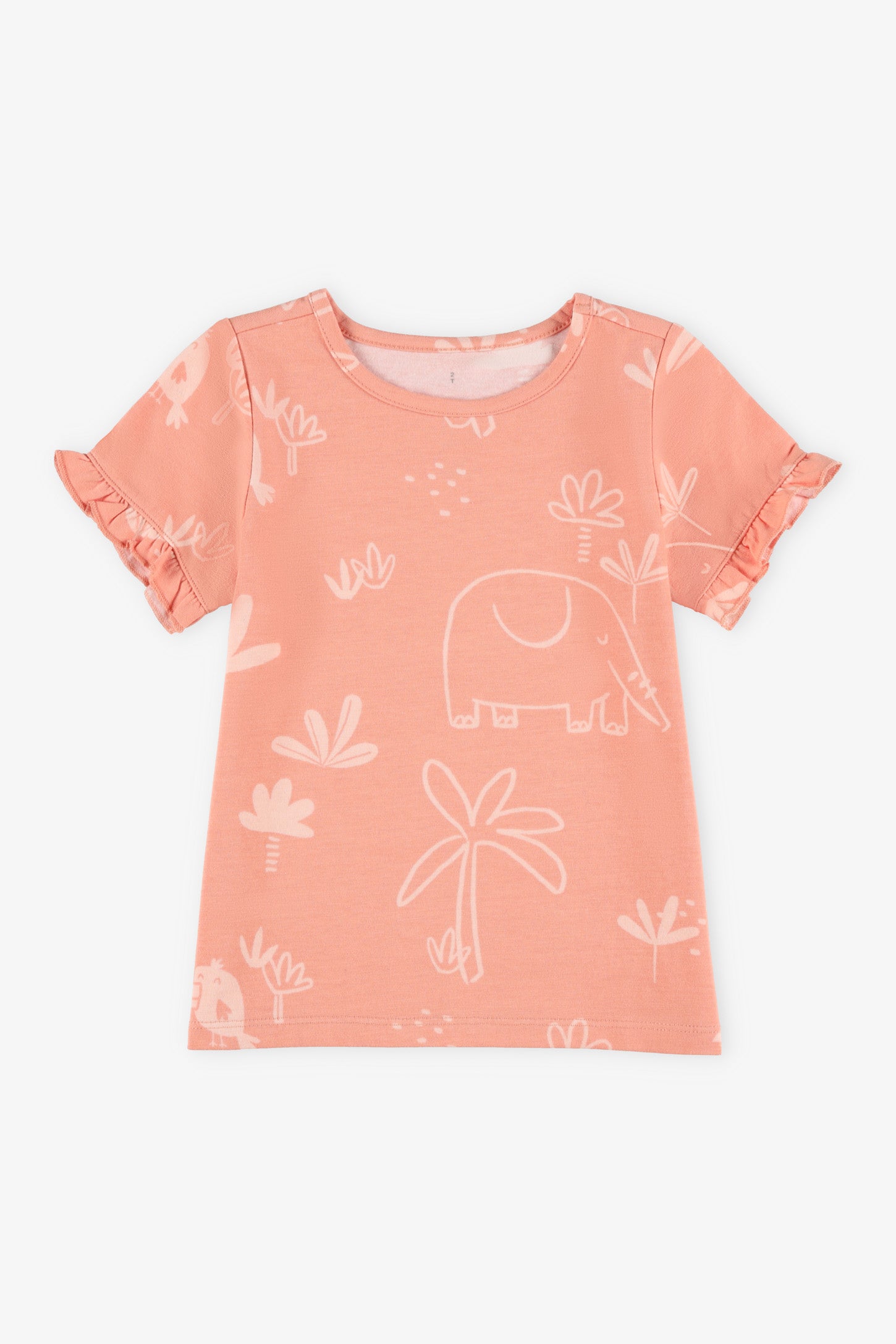 T-shirt ligne-A coton, 2T-3T - Bébé fille && CORAIL/MULTI