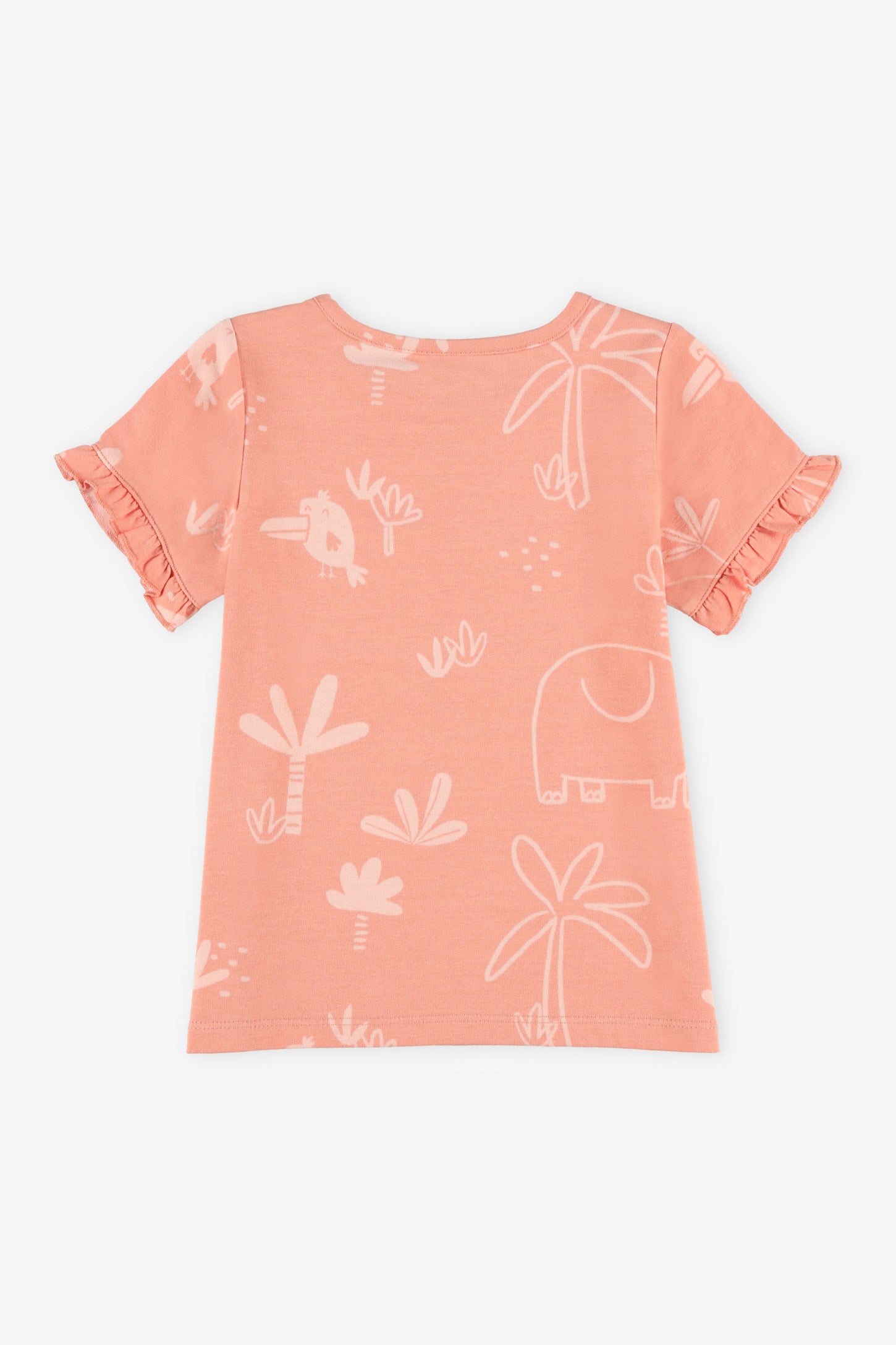 T-shirt ligne-A coton, 2T-3T - Bébé fille && CORAIL/MULTI
