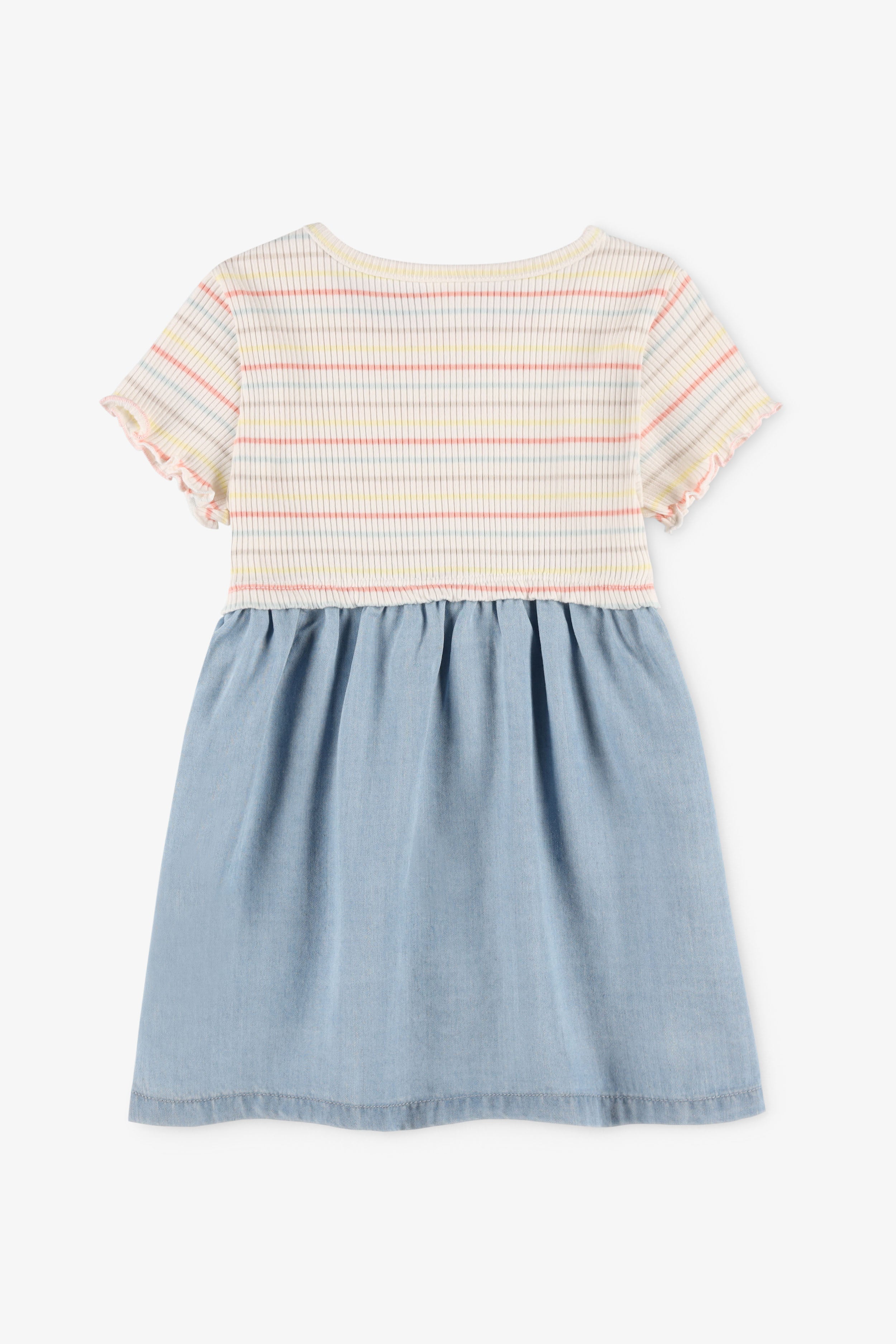 Robe manches courtes lyocell, 2T-3T - Bébé fille && BLANC MULTI