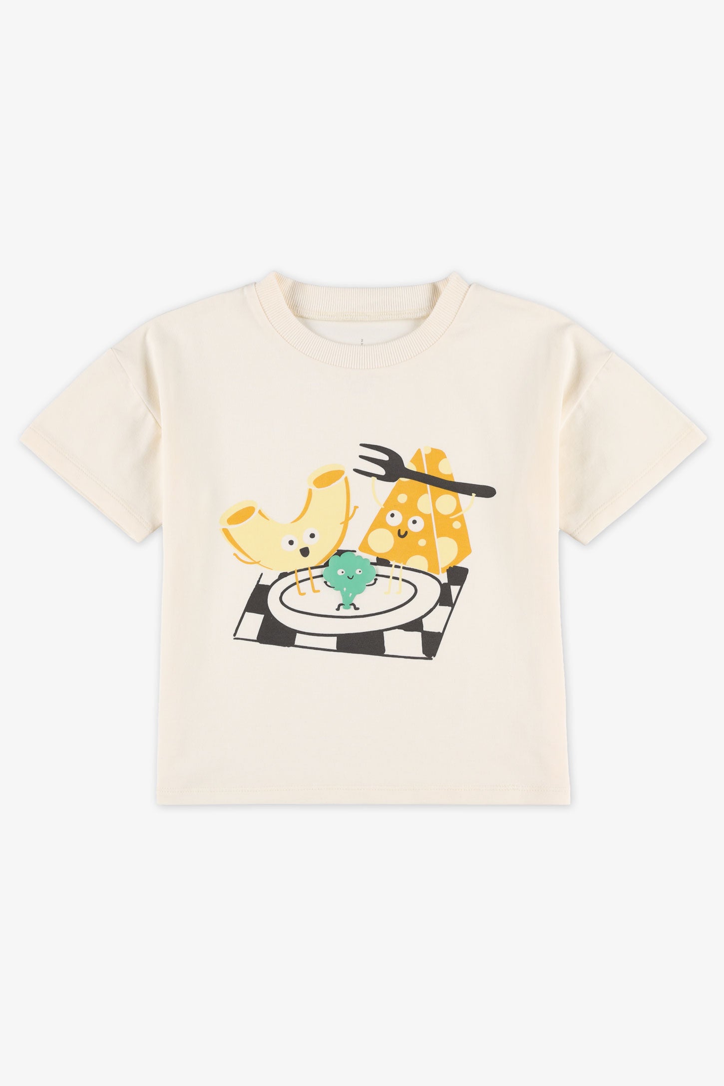 T-shirt col rond en coton - Bébé garçon && BEIGE