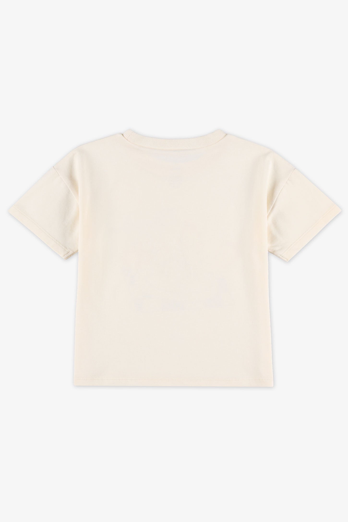 T-shirt col rond en coton - Bébé garçon && BEIGE