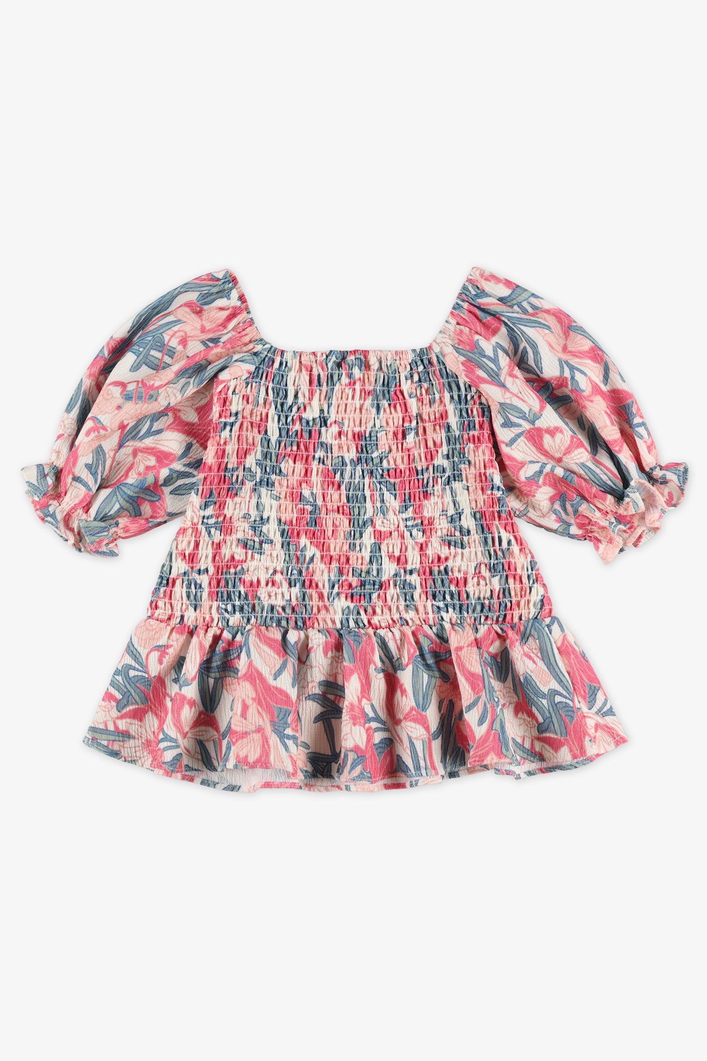 Chandail nid d'abeille à volants - Enfant fille && BLANC MULTI