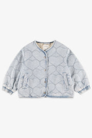 Veste en jeans cœurs brodés - Enfant fille && BLEU PALE