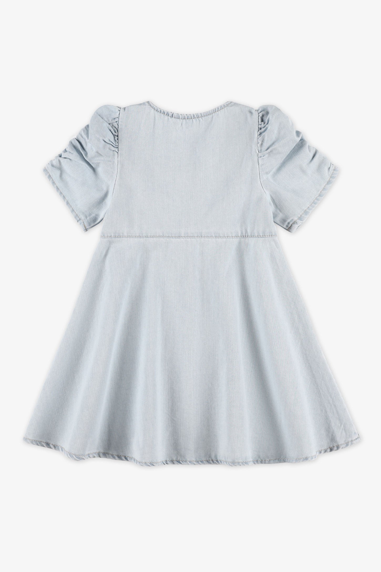 Robe manches courtes en jeans - Enfant fille && BLEU PALE