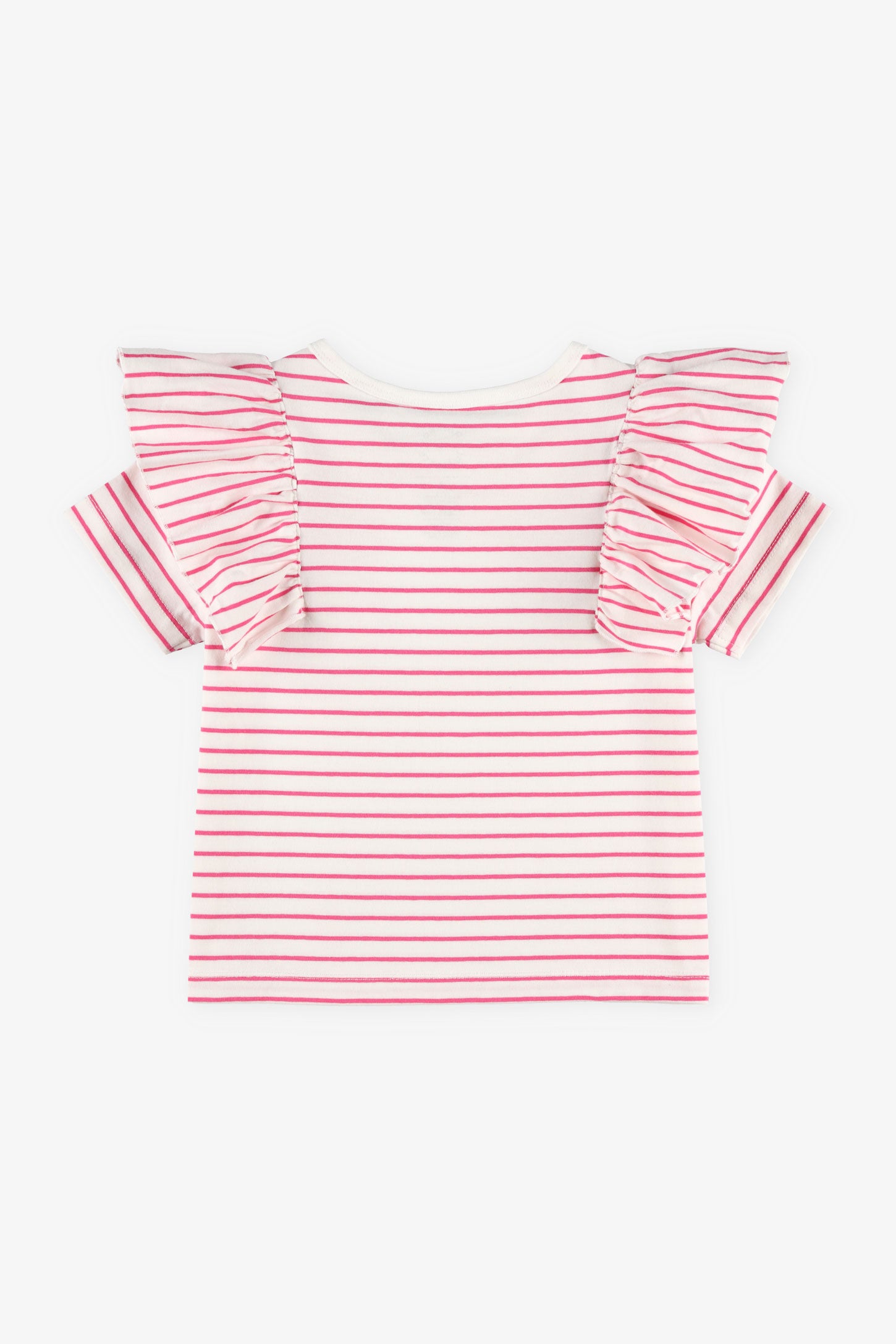 T-shirt avec volants aux épaules - Enfant fille && ROSE MULTI