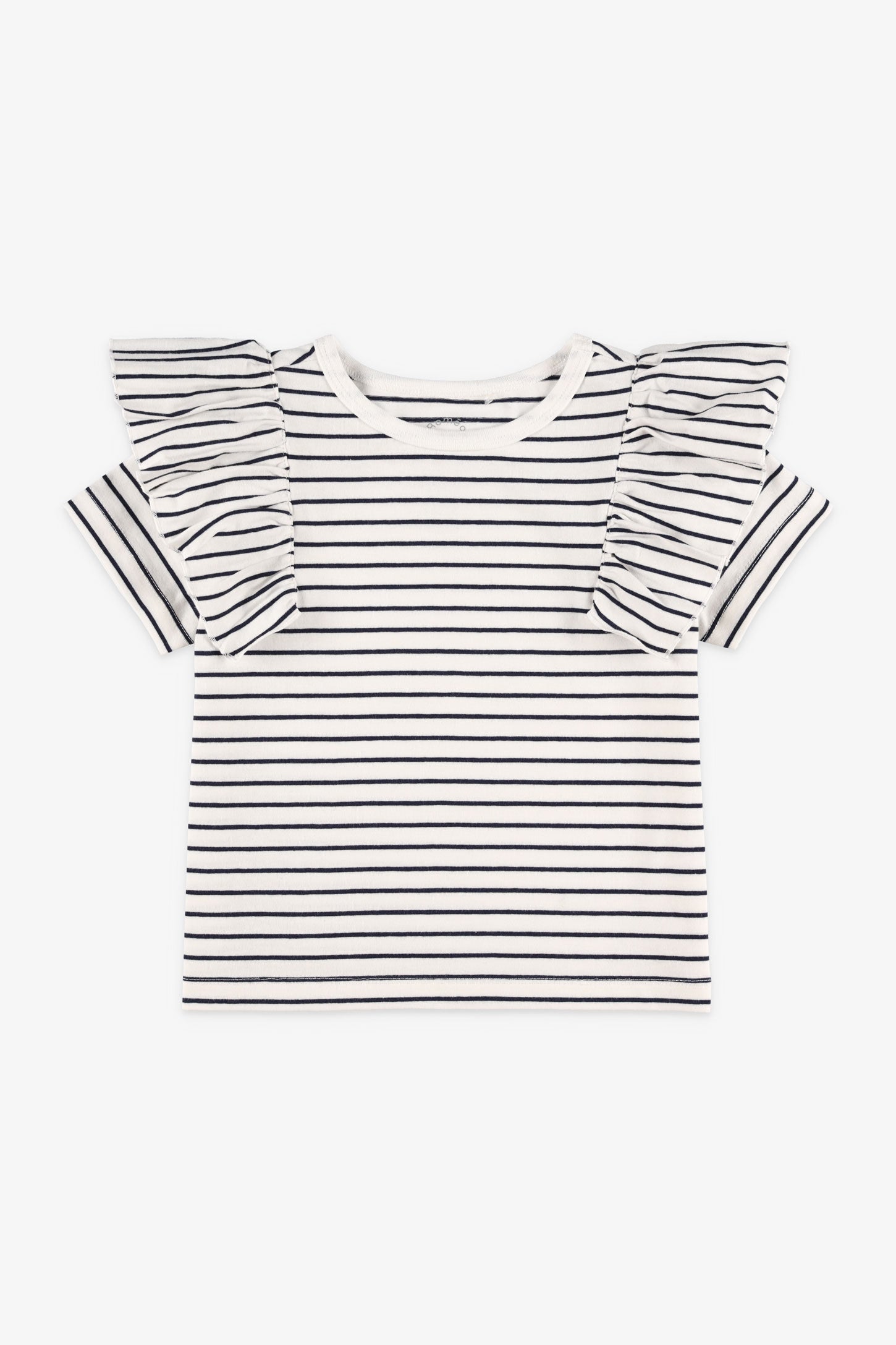 T-shirt avec volants aux épaules - Enfant fille && BLEU MARINE MUL