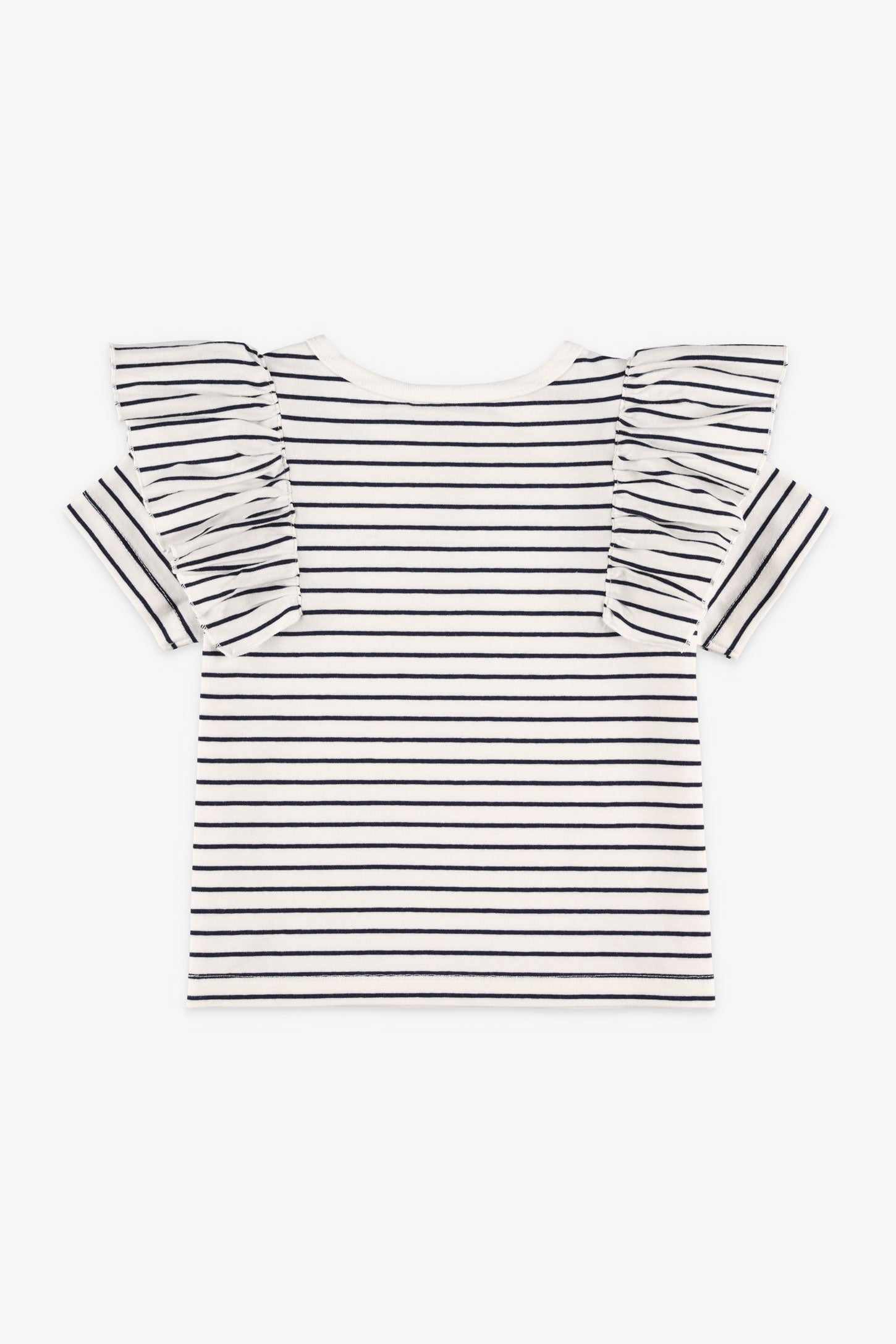 T-shirt avec volants aux épaules - Enfant fille && BLEU MARINE MUL