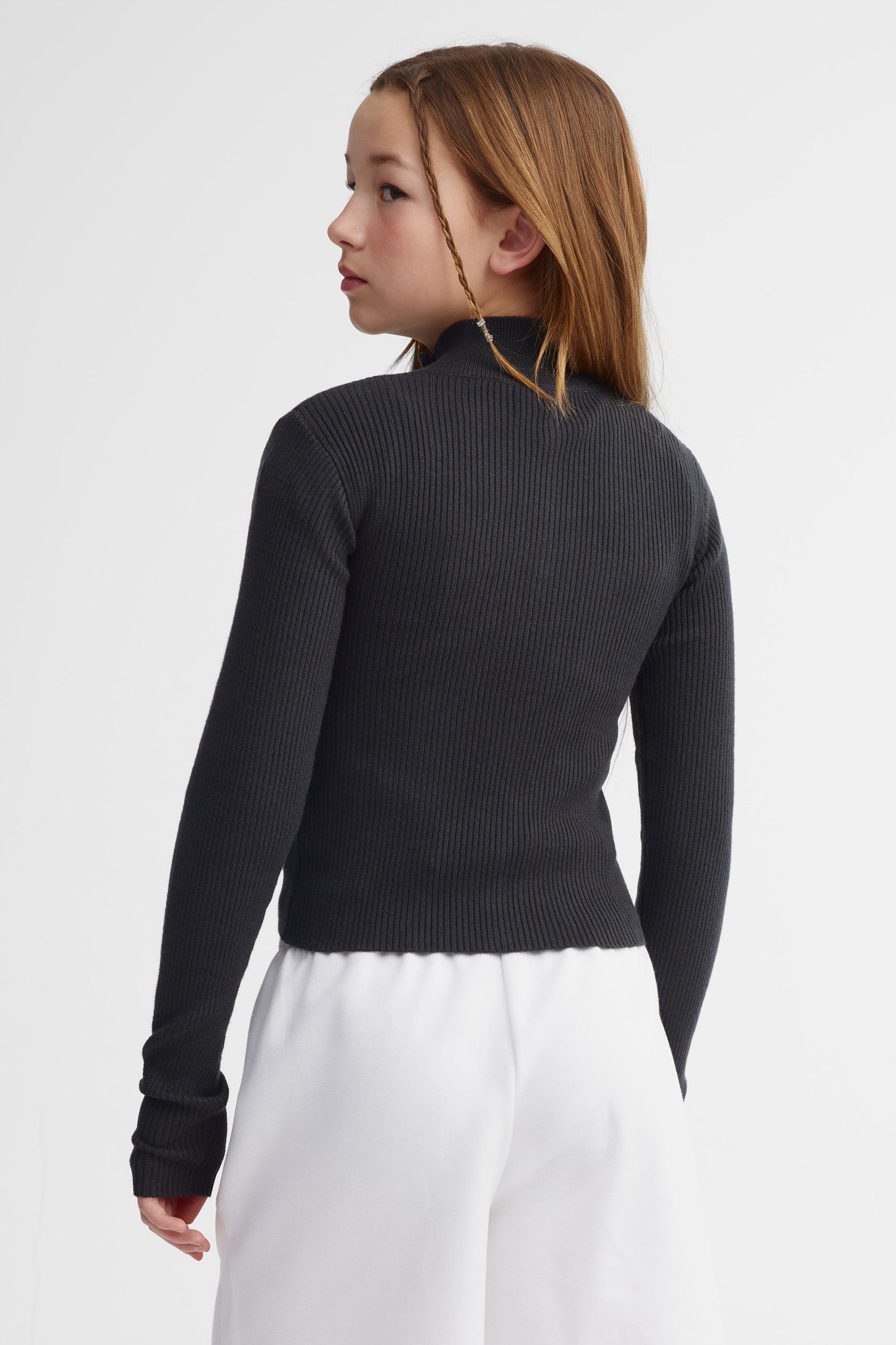 Veste col montant en tricot - Ado fille && NOIR