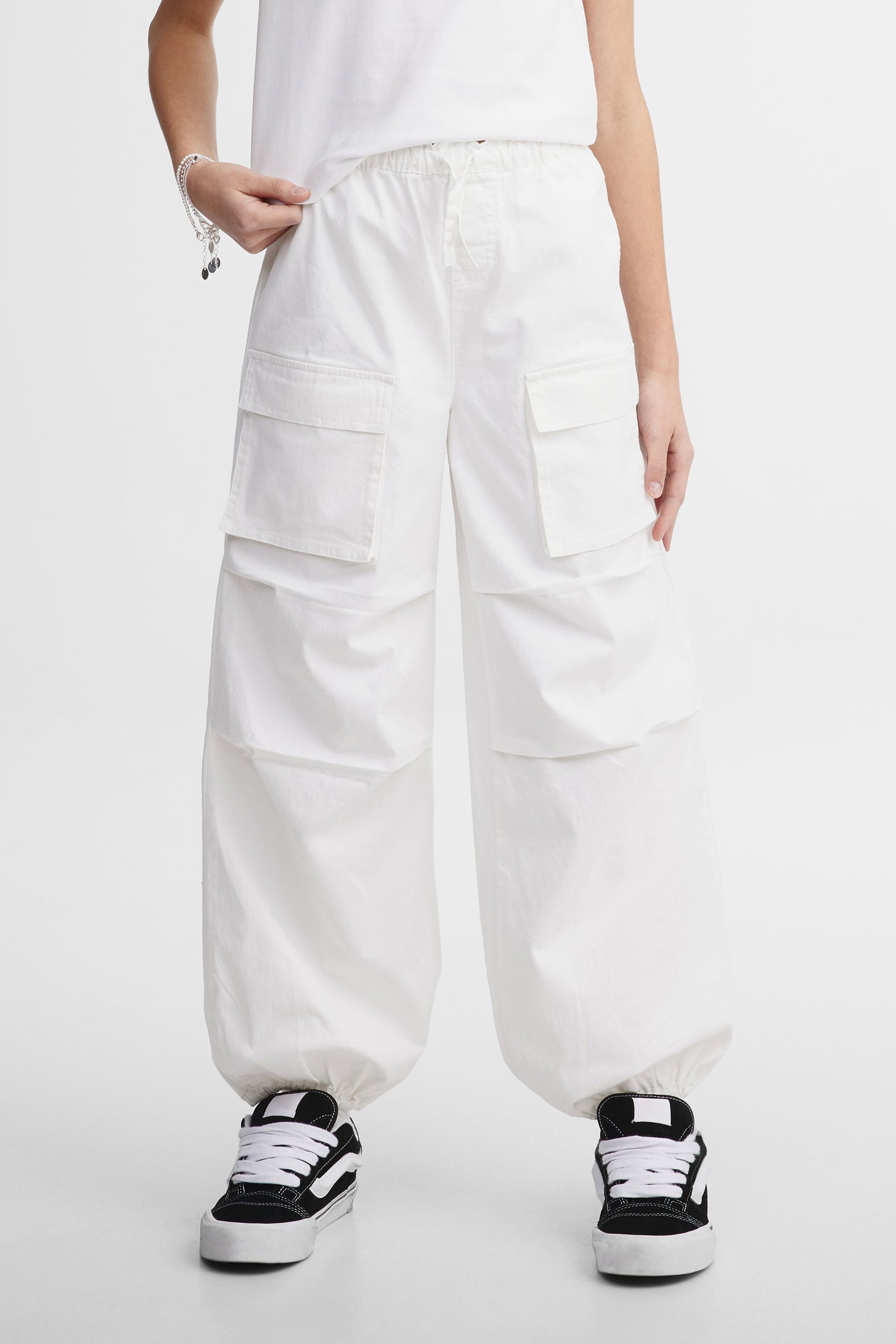 Pantalon parachute surdimensionné - Ado fille && BLANC