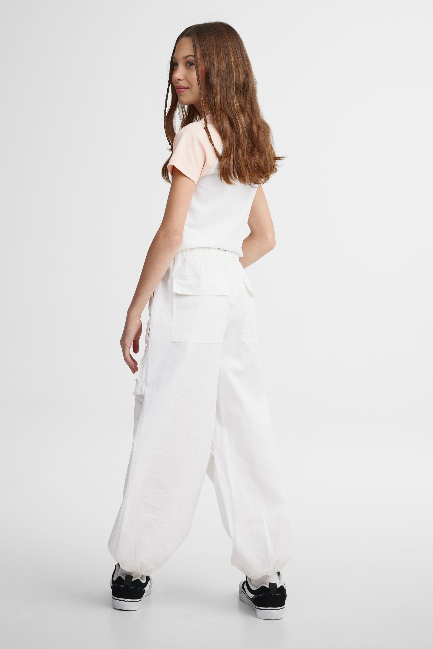 Pantalon parachute surdimensionné - Ado fille && BLANC