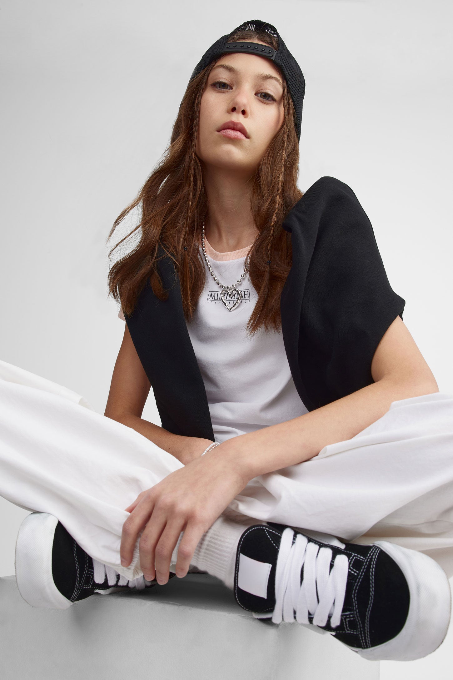 Pantalon parachute surdimensionné - Ado fille && BLANC