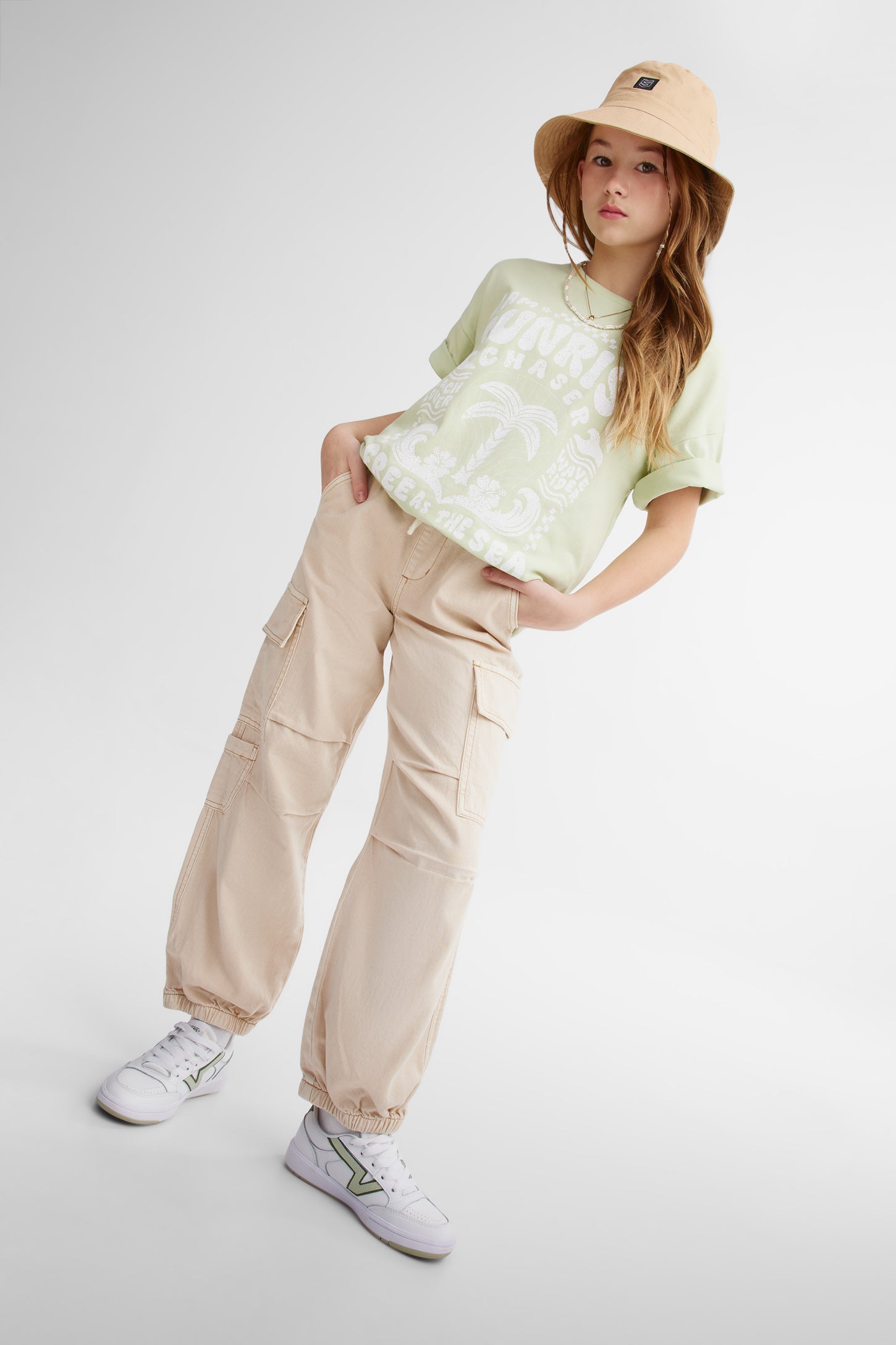Pantalon parachute taille basse - Ado fille && BRUN