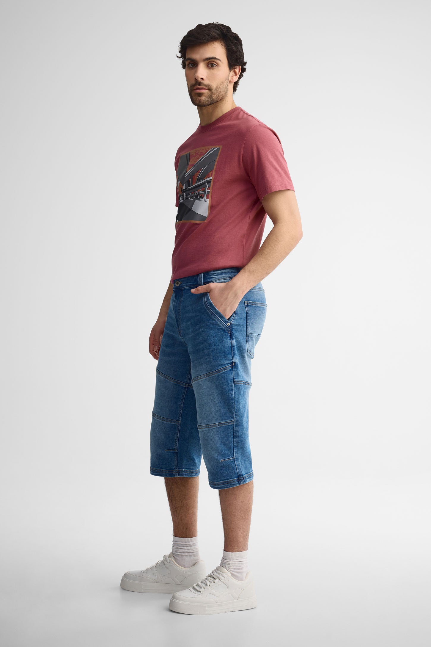 Capris en jeans - Homme && BLEU MOYEN