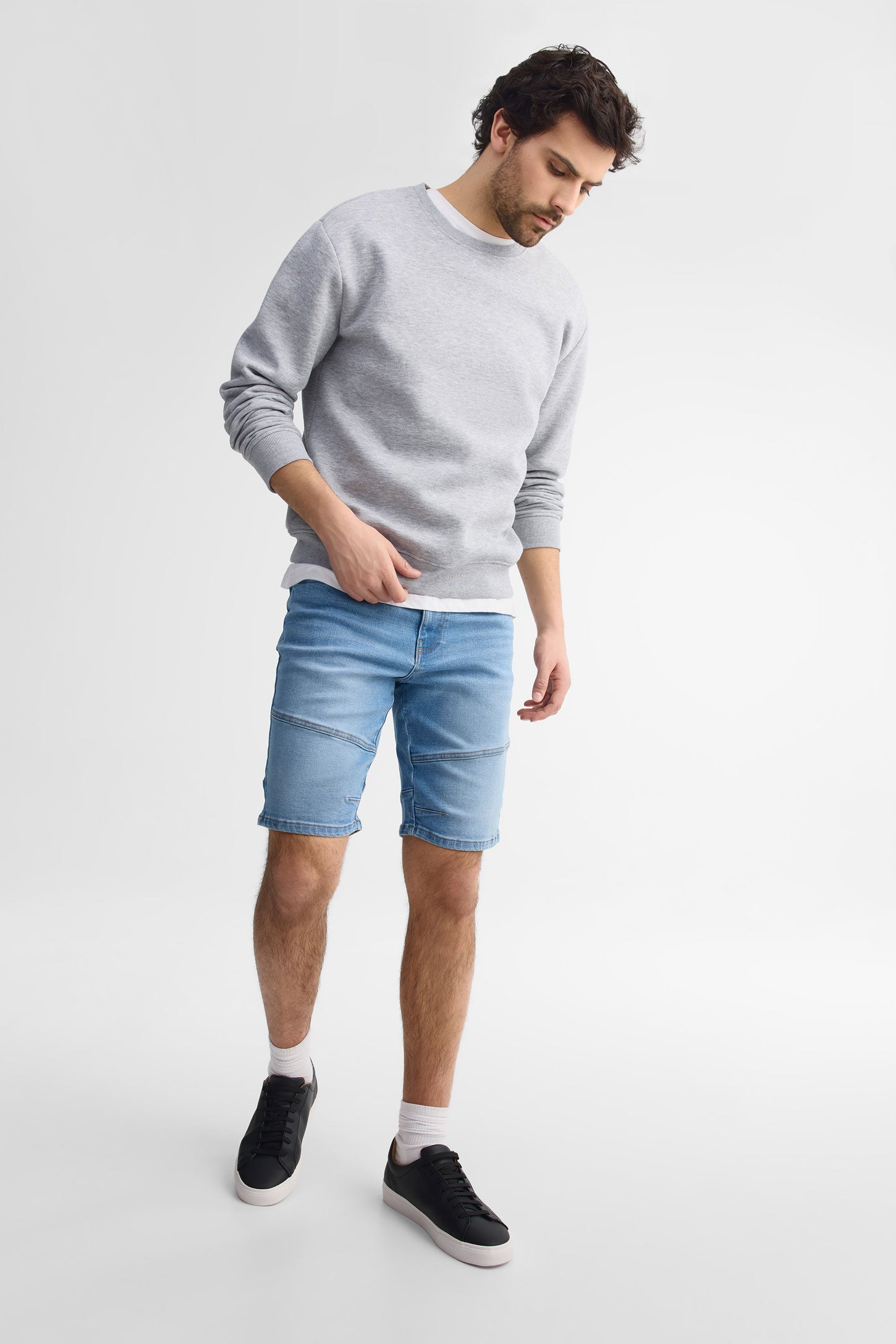 Bermuda en jeans coupe régulière 10.5'' - Homme && BLEU MOYEN