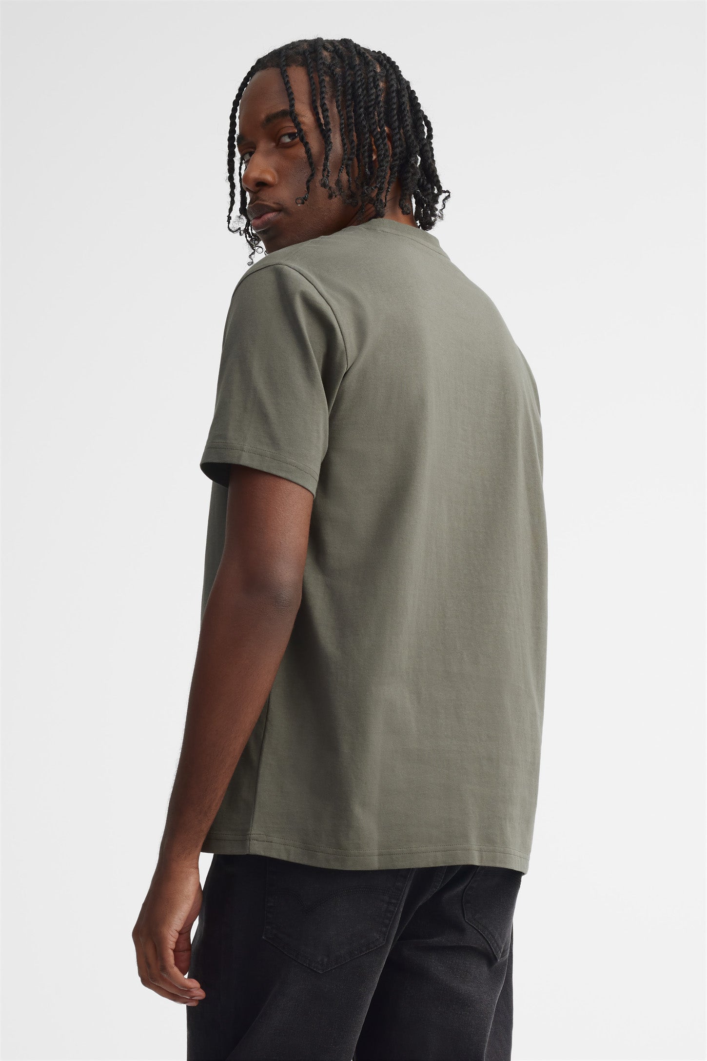 T-shirt col rond en coton - Homme && BRUN