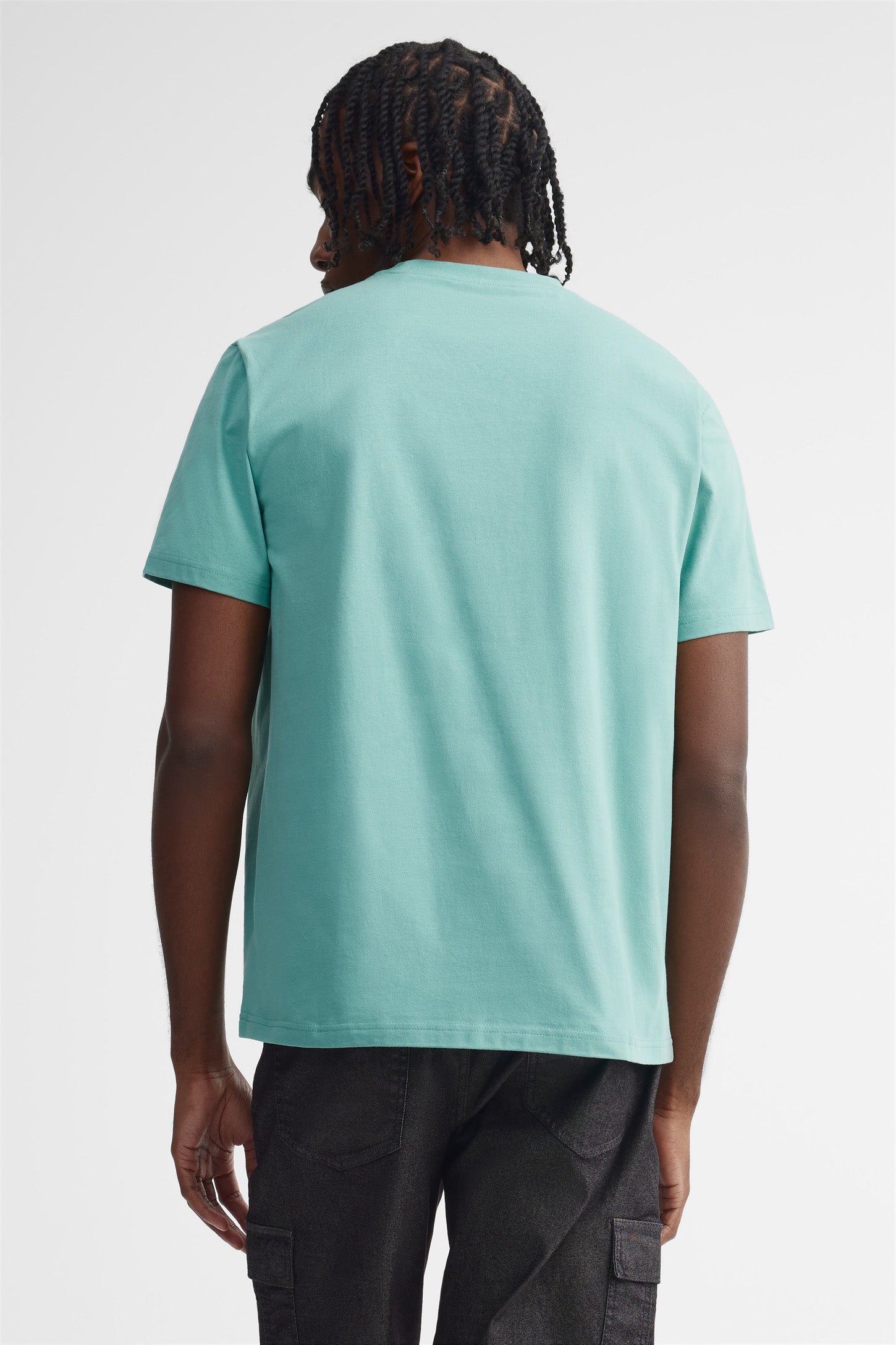 T-shirt col rond en coton - Homme && AQUA