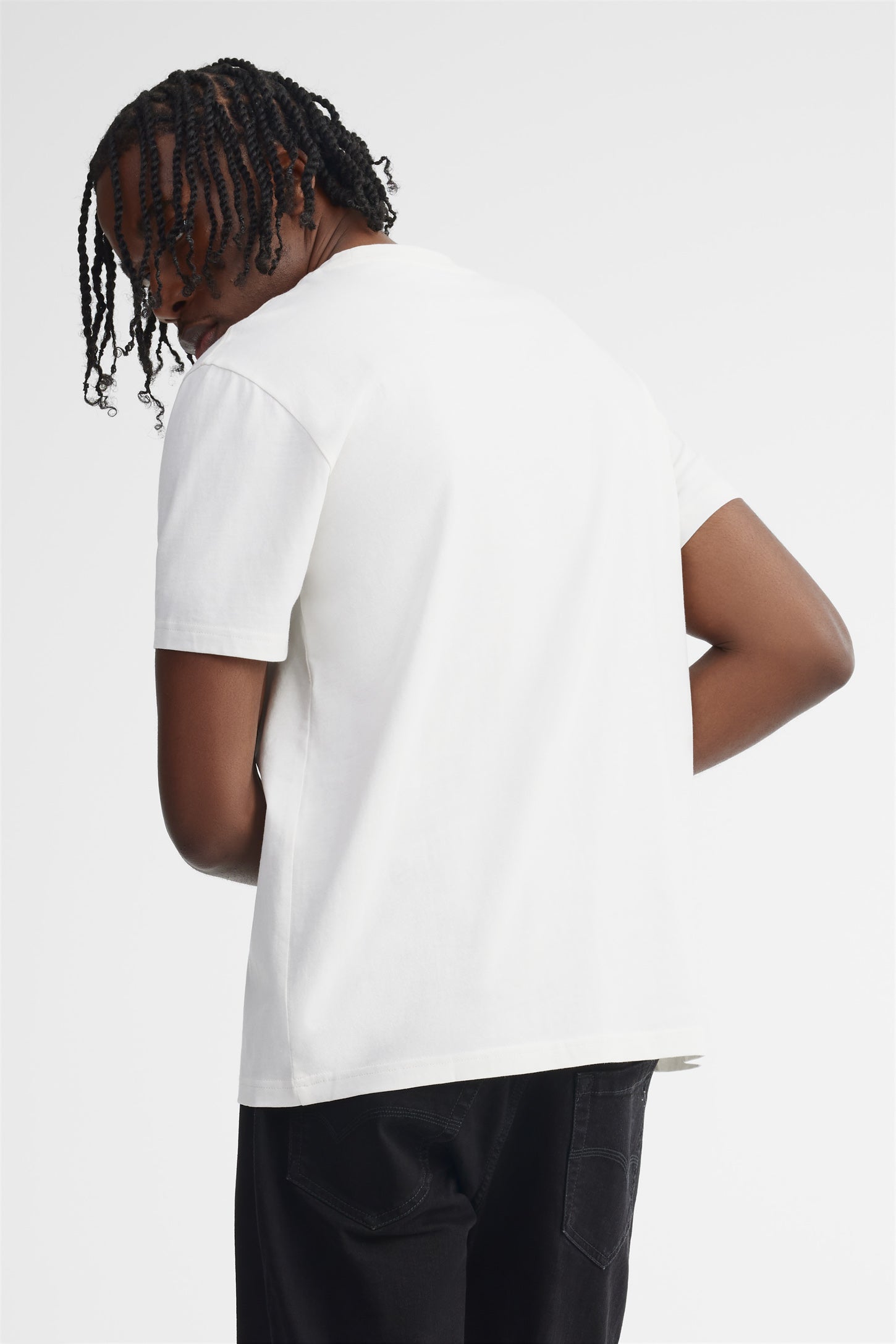 T-shirt col rond en coton - Homme && BLANC CASSÉ