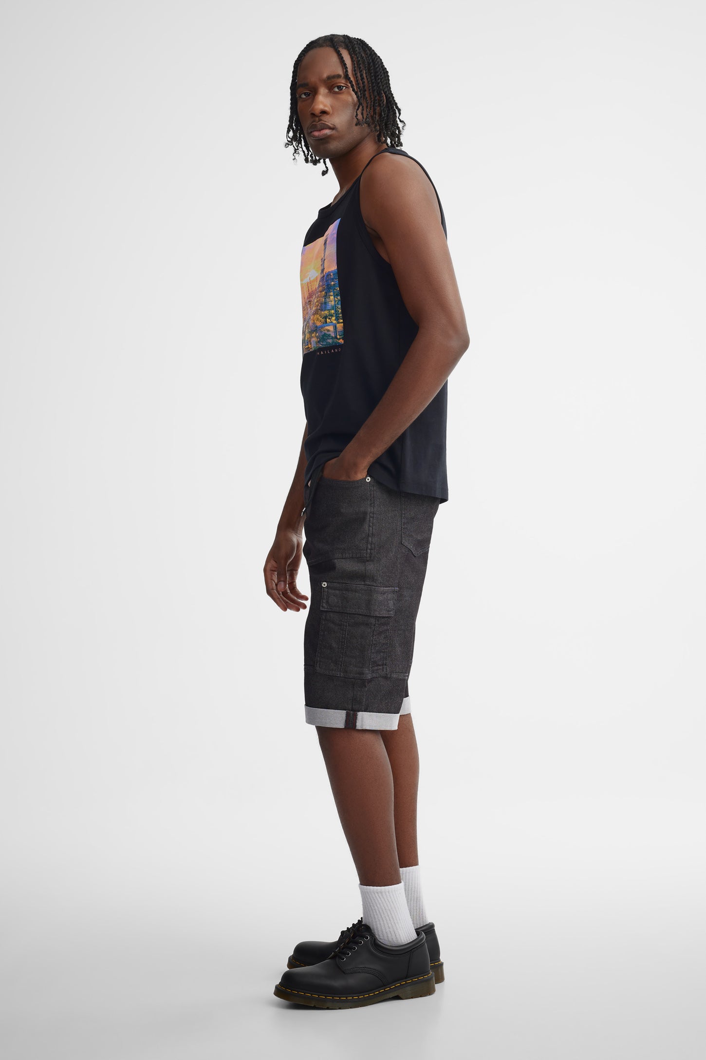 Camisole col rond en coton - Homme && NOIR