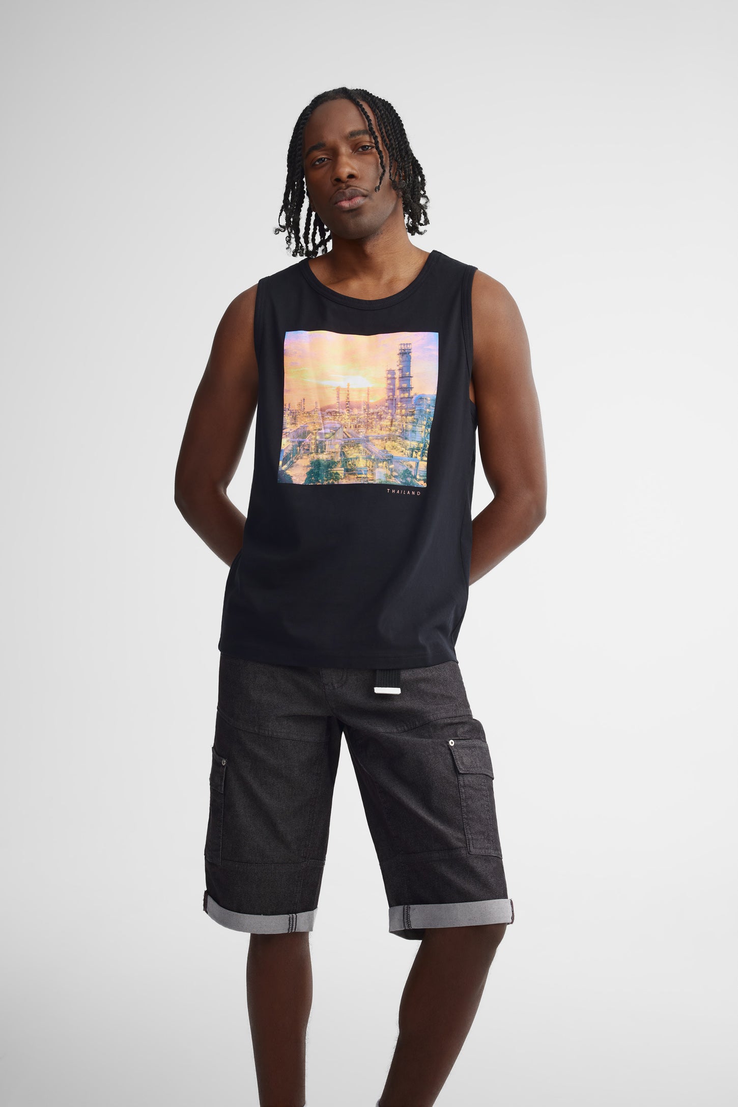 Camisole col rond en coton - Homme && NOIR