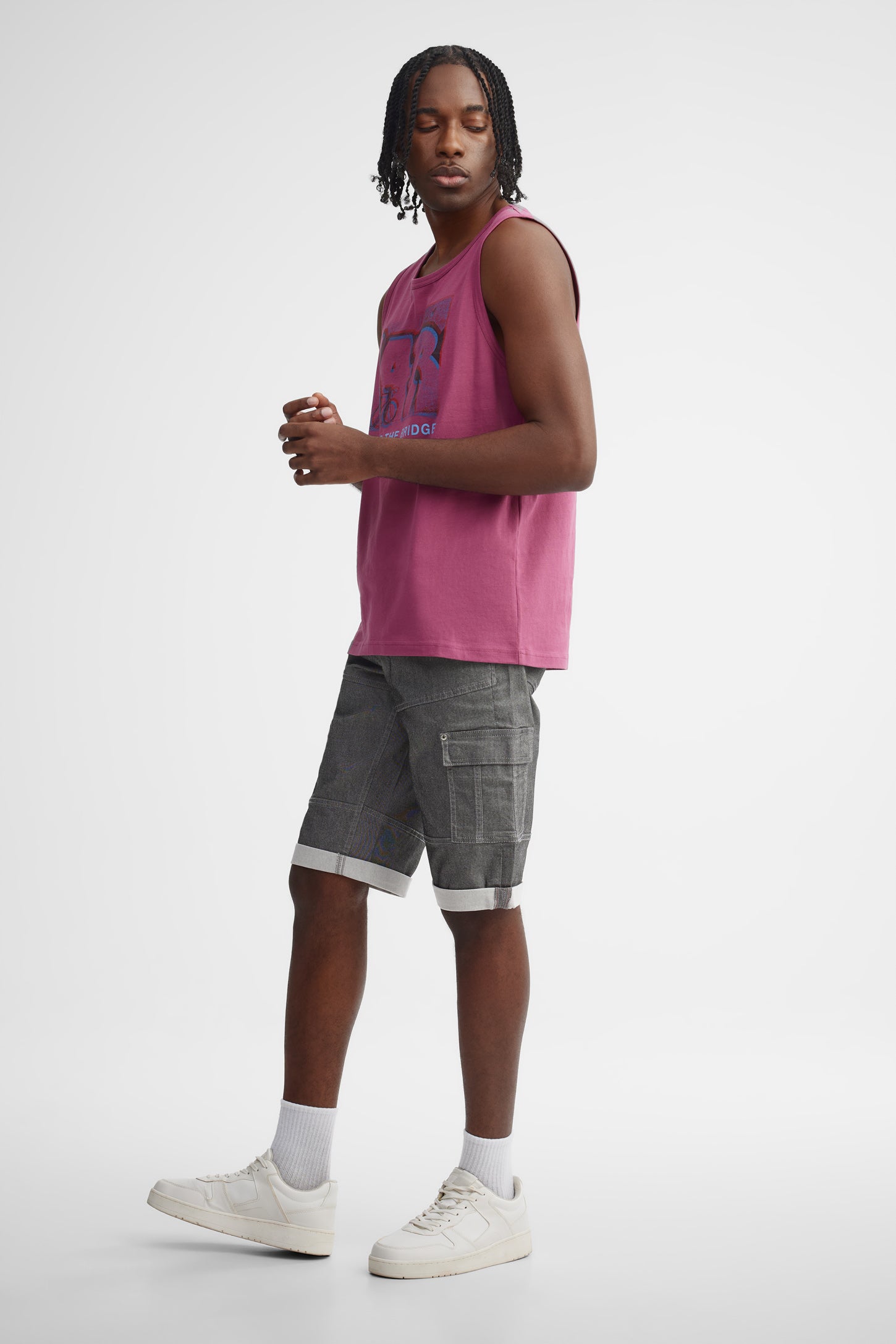 Camisole col rond en coton - Homme && MAUVE