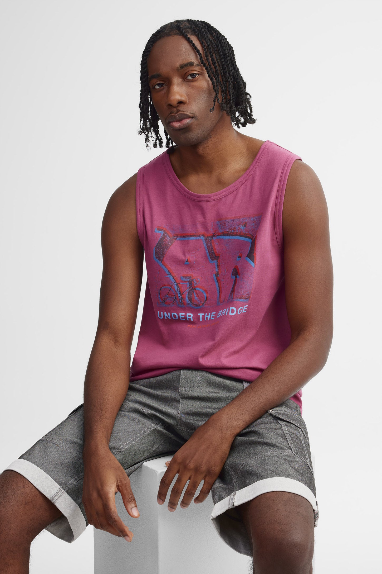 Camisole col rond en coton - Homme && MAUVE