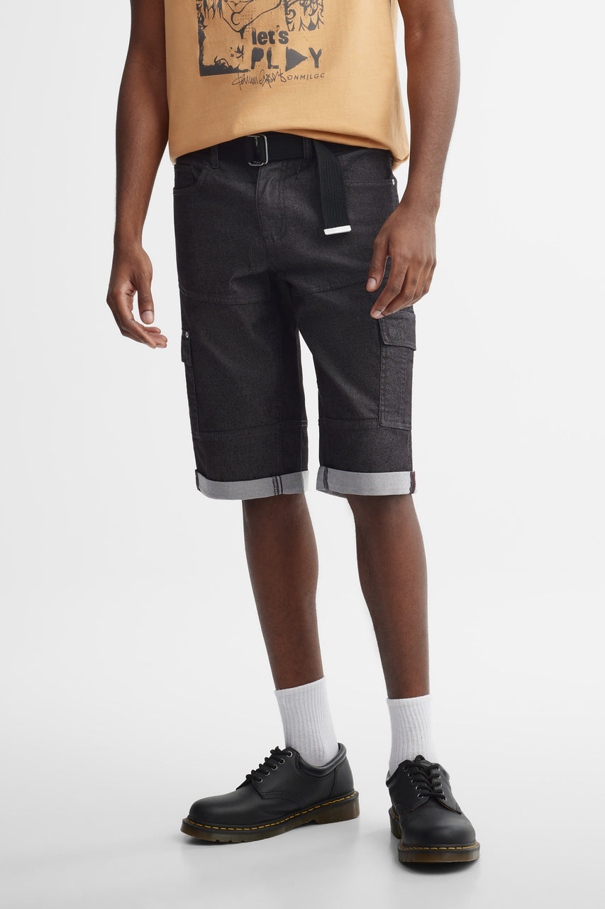 Bermuda Cargo Short Homme Aubainerie Regular Fit Denim Cargo
