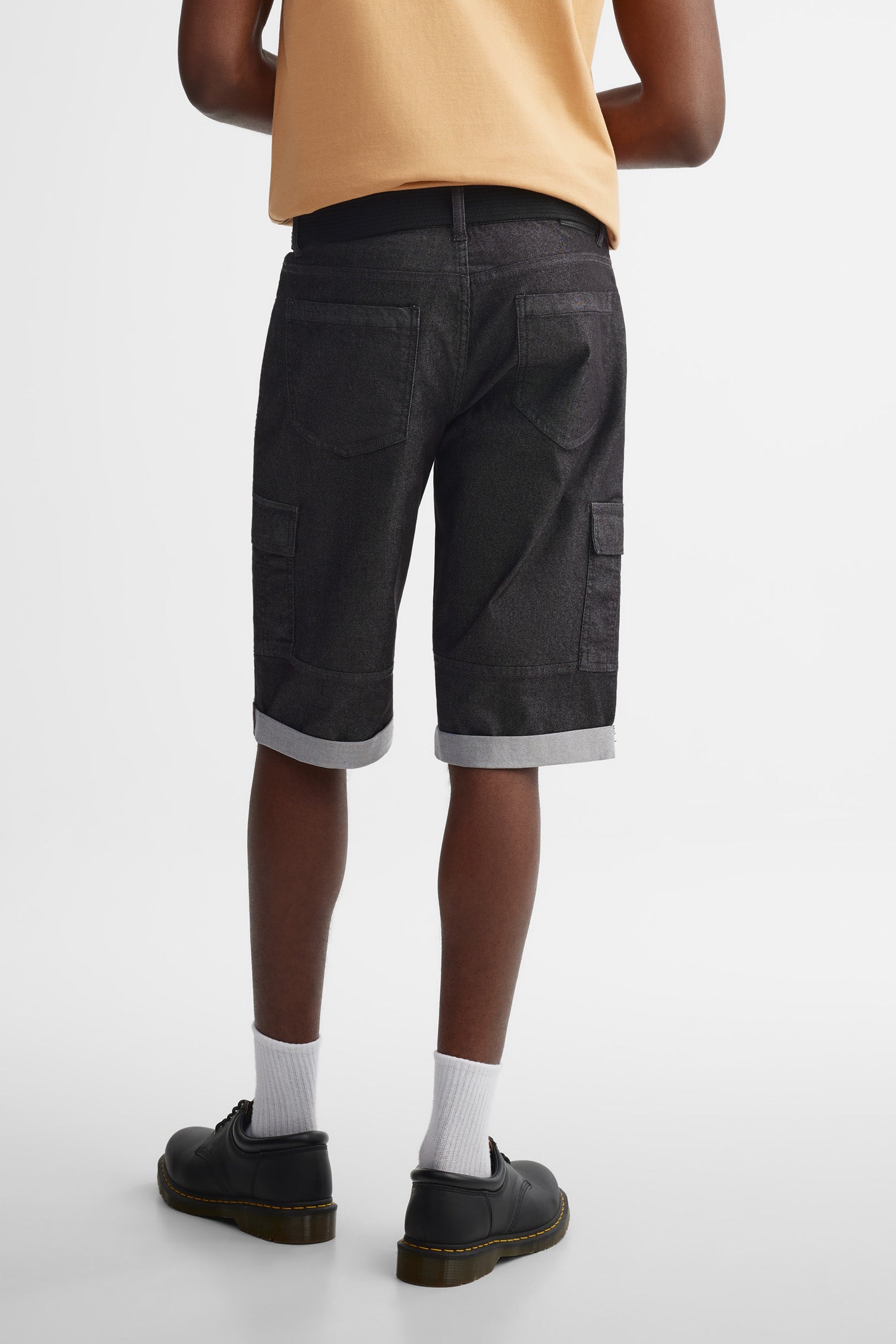 Bermuda cargo en jeans coupe régulière 16'' - Homme && NOIR