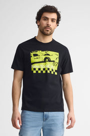 T-shirt col rond en coton - Homme && NOIR