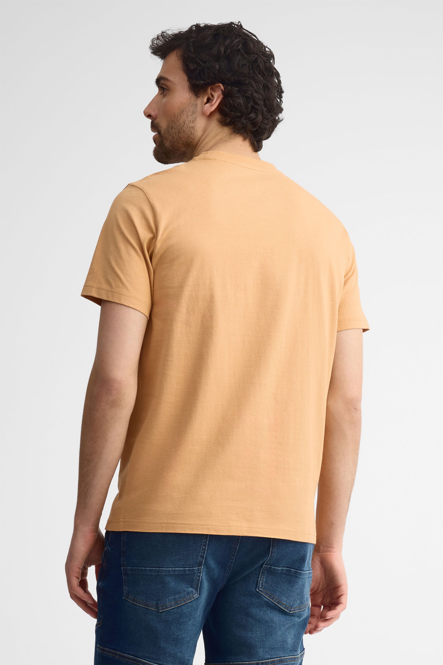 T-shirt col rond en coton - Homme && BRONZÉ