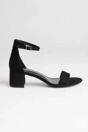 Sandales talon haut bloc suède - Femme && NOIR