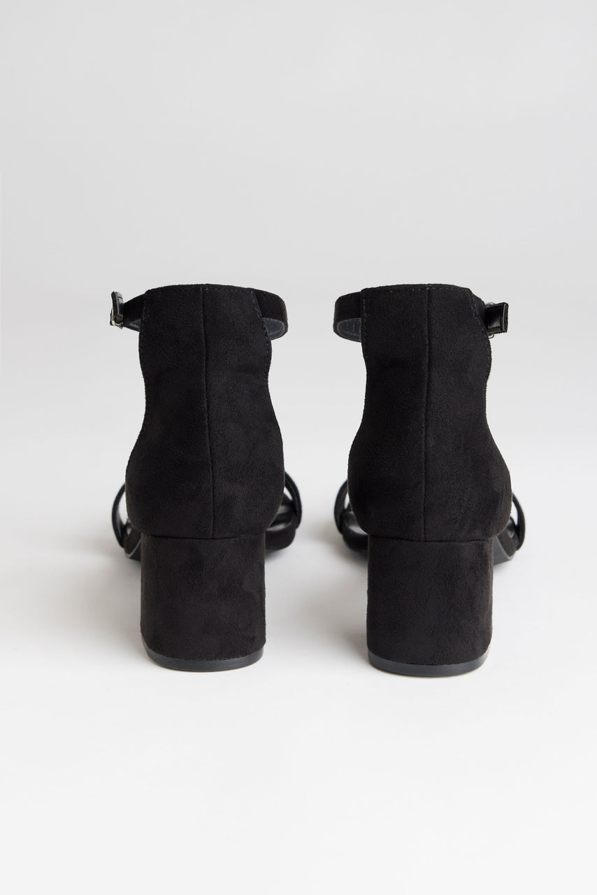 Sandales talon haut bloc suède - Femme && NOIR