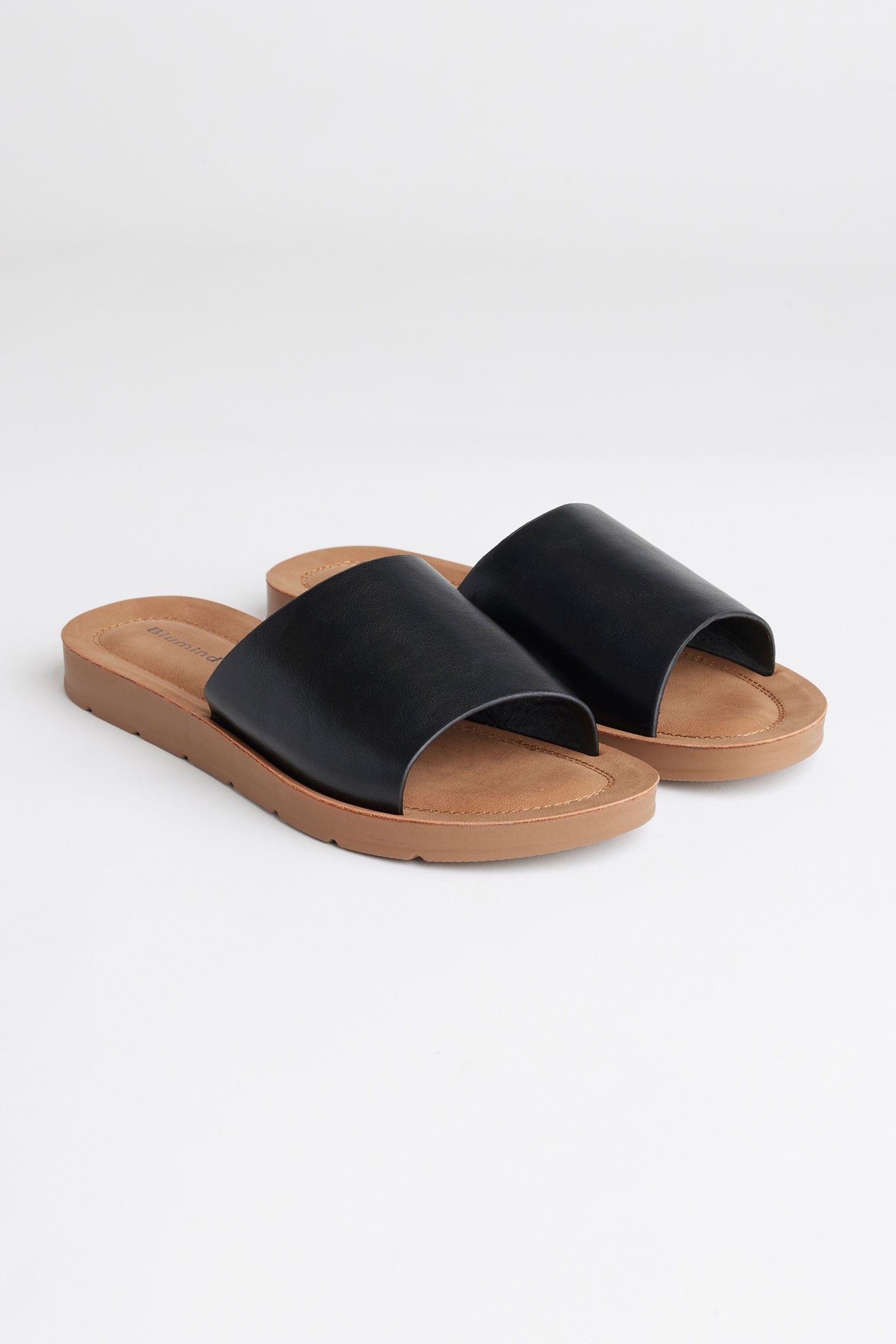 Sandales slide simili cuir - Femme && NOIR