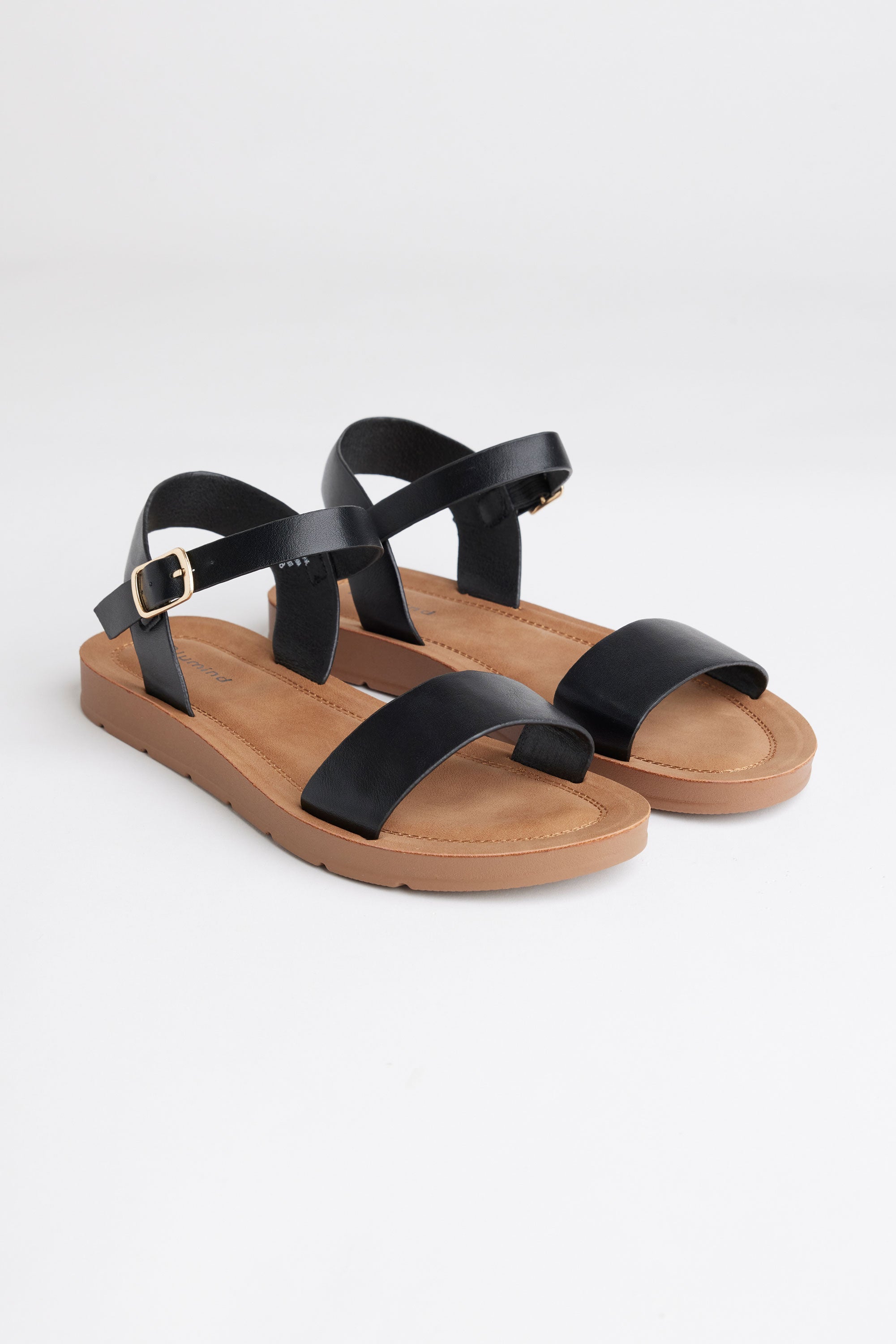Sandales brides simili cuir - Femme && NOIR
