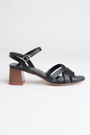 Sandales talon haut brides croisées - Femme && NOIR