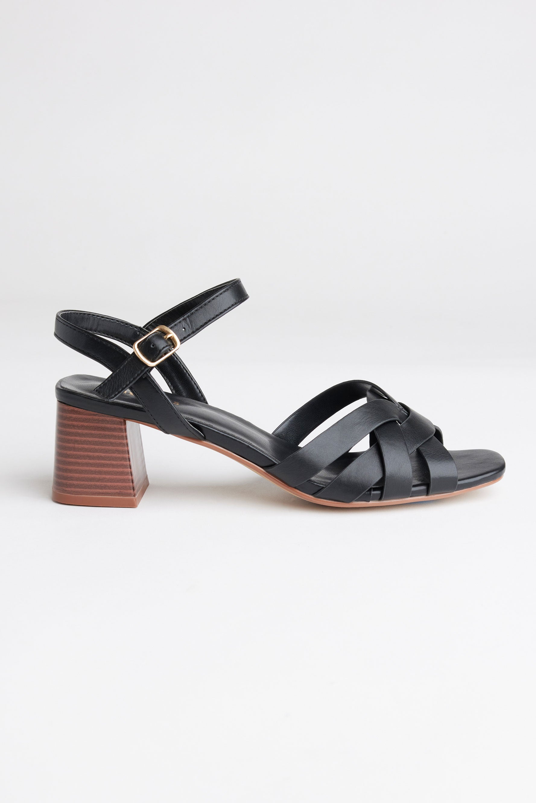 Sandales talon haut brides croisées - Femme && NOIR