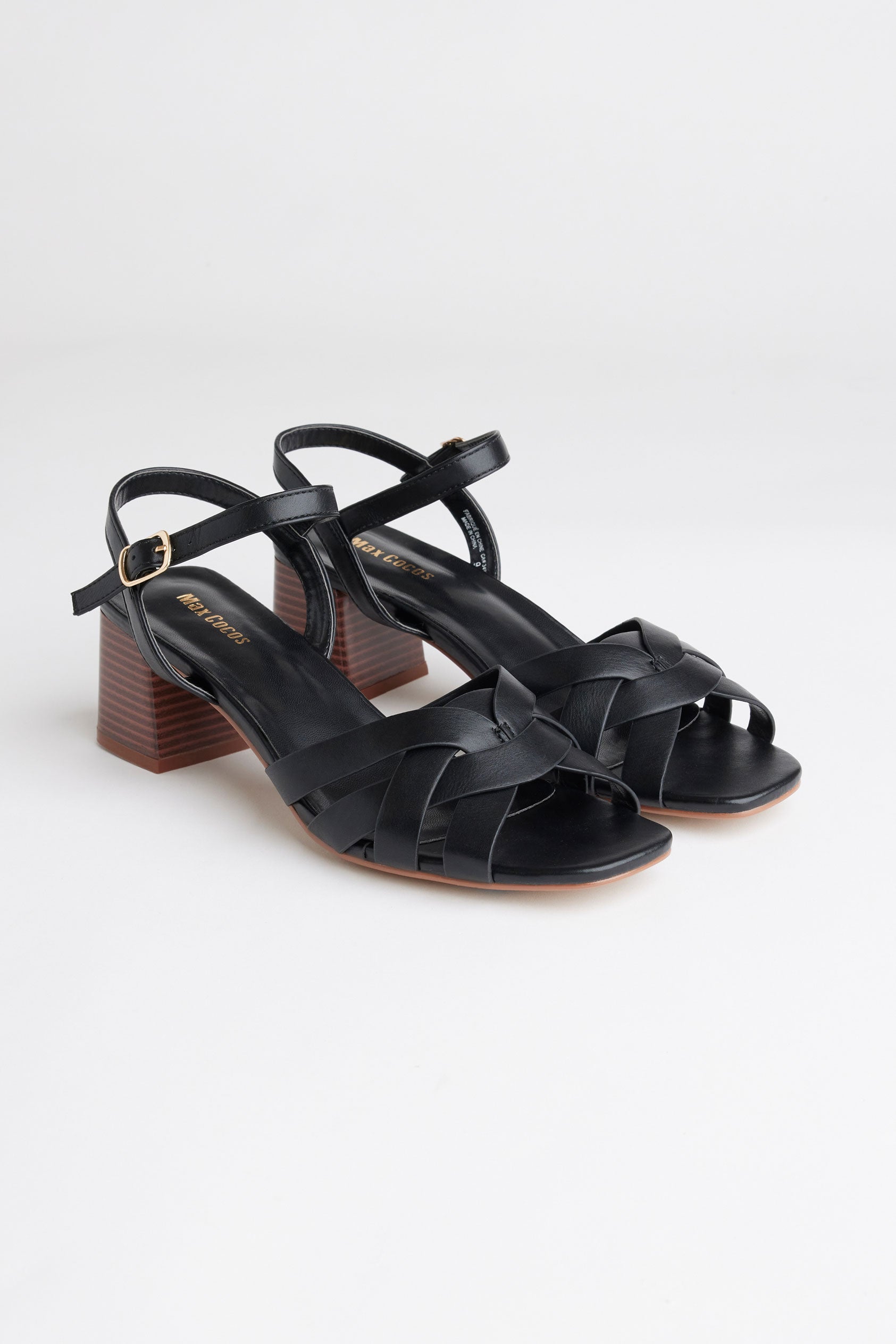 Sandales talon haut brides croisées - Femme && NOIR