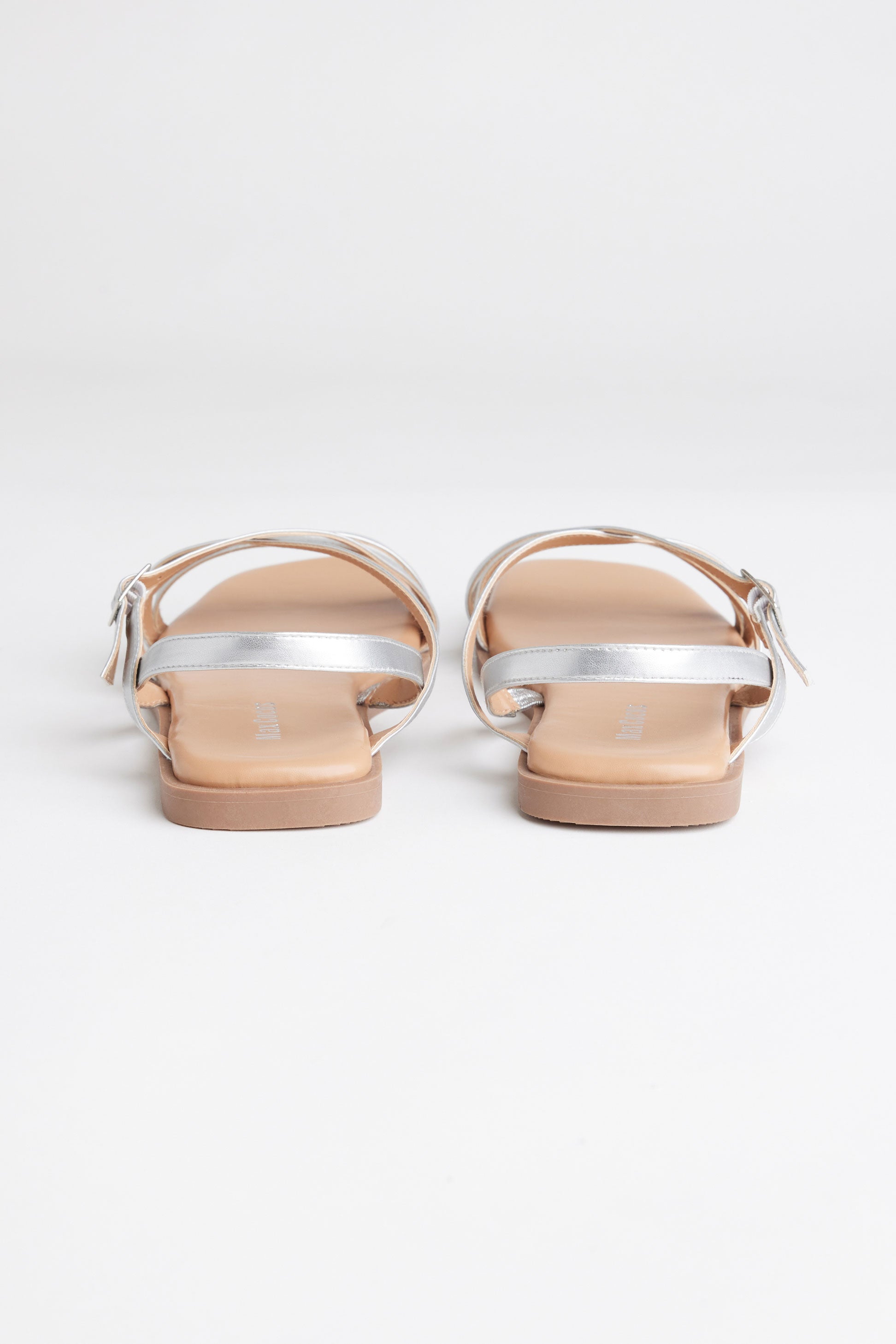 Sandales brides croisées métallique - Femme && ARGENT
