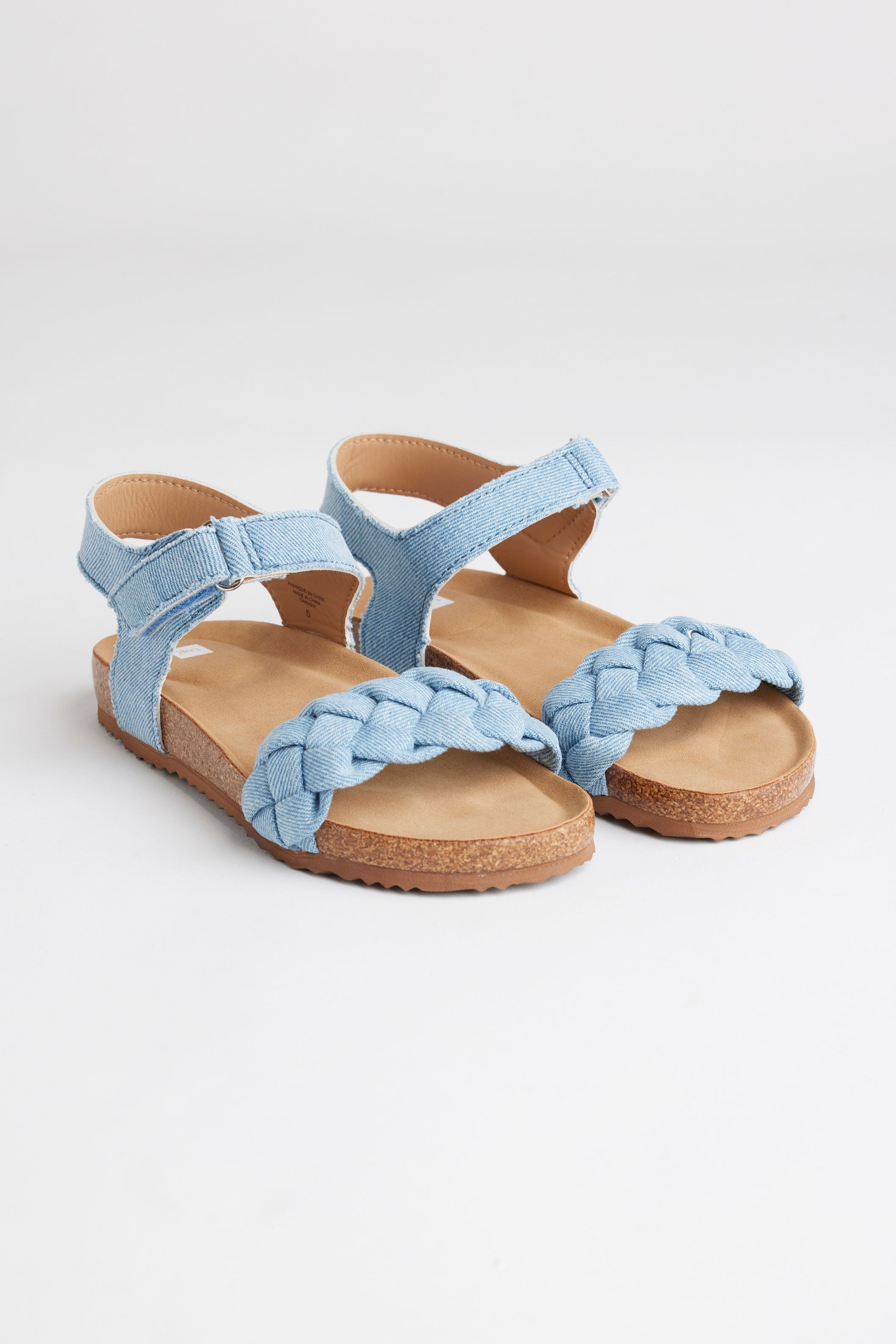 Sandales tressées en jeans - Ado fille && BLEU
