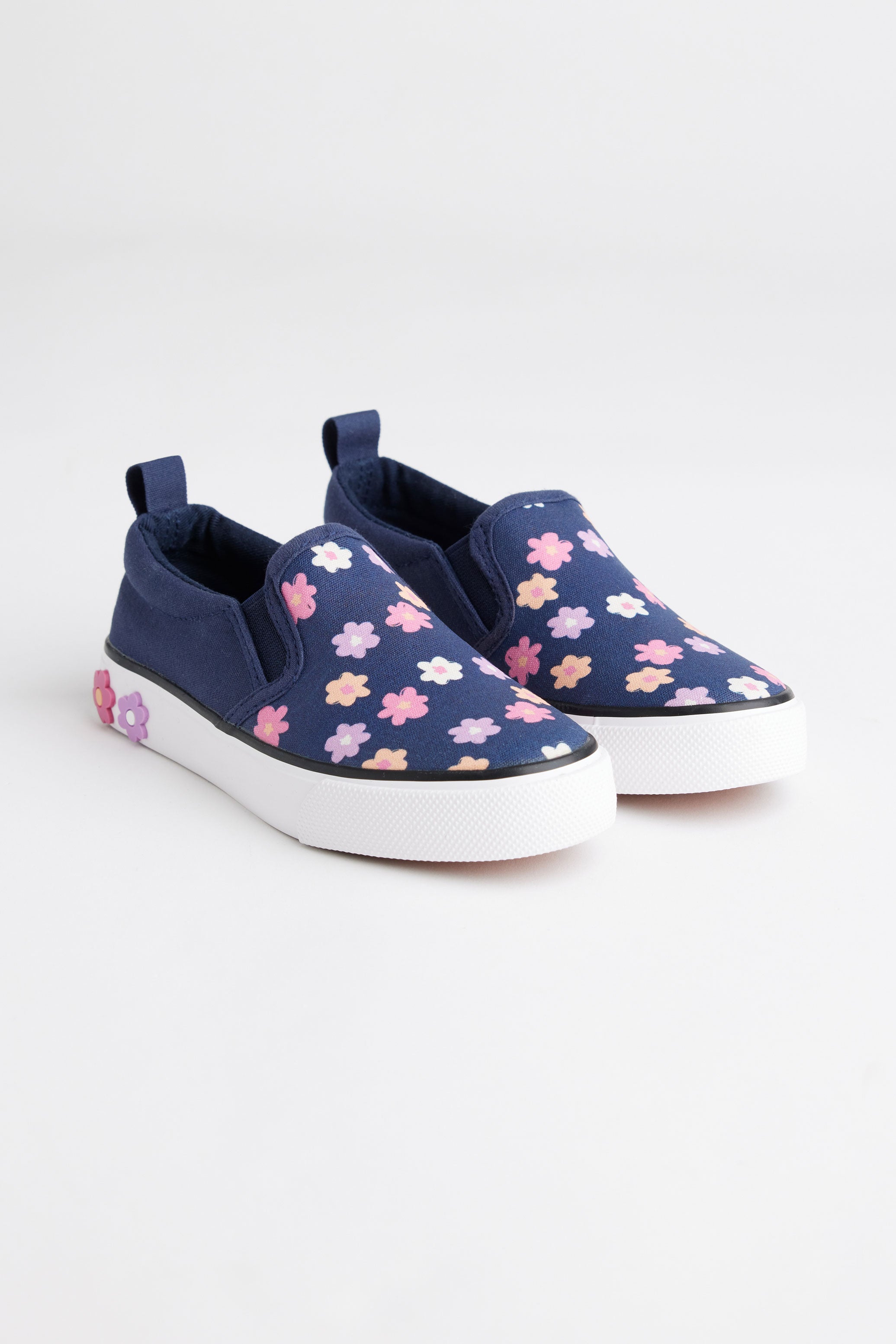 Chaussures en toile à fleurs - Enfant fille && BLEU MARINE MUL