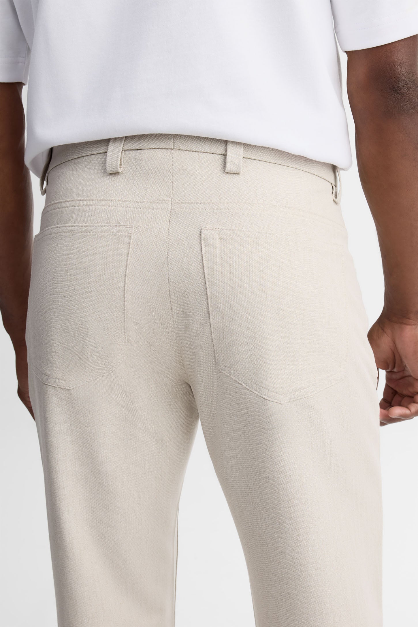 Pantalon 5 poches semi-ajusté en lin - Homme && BEIGE