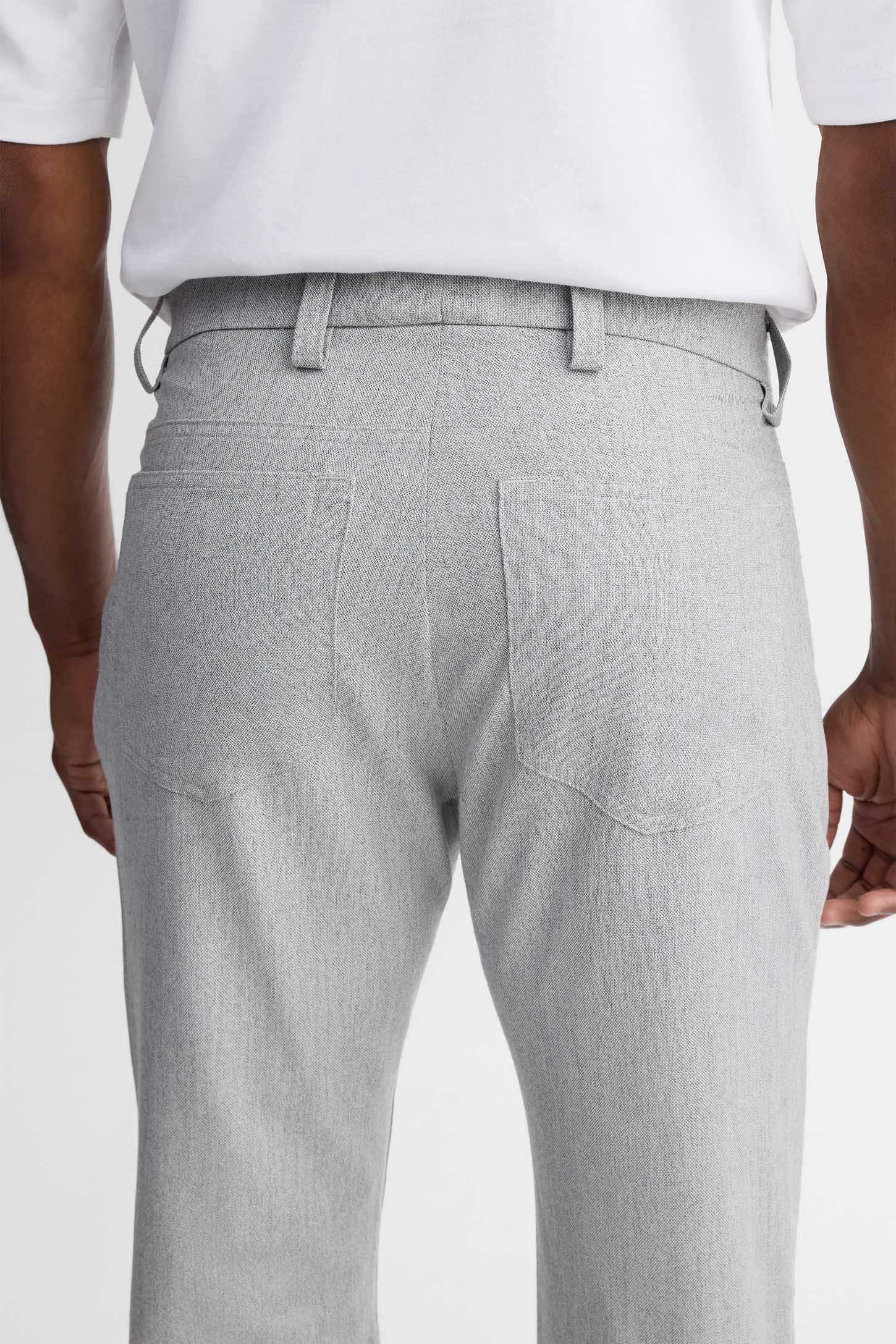Pantalon 5 poches semi-ajusté en lin - Homme && GRIS