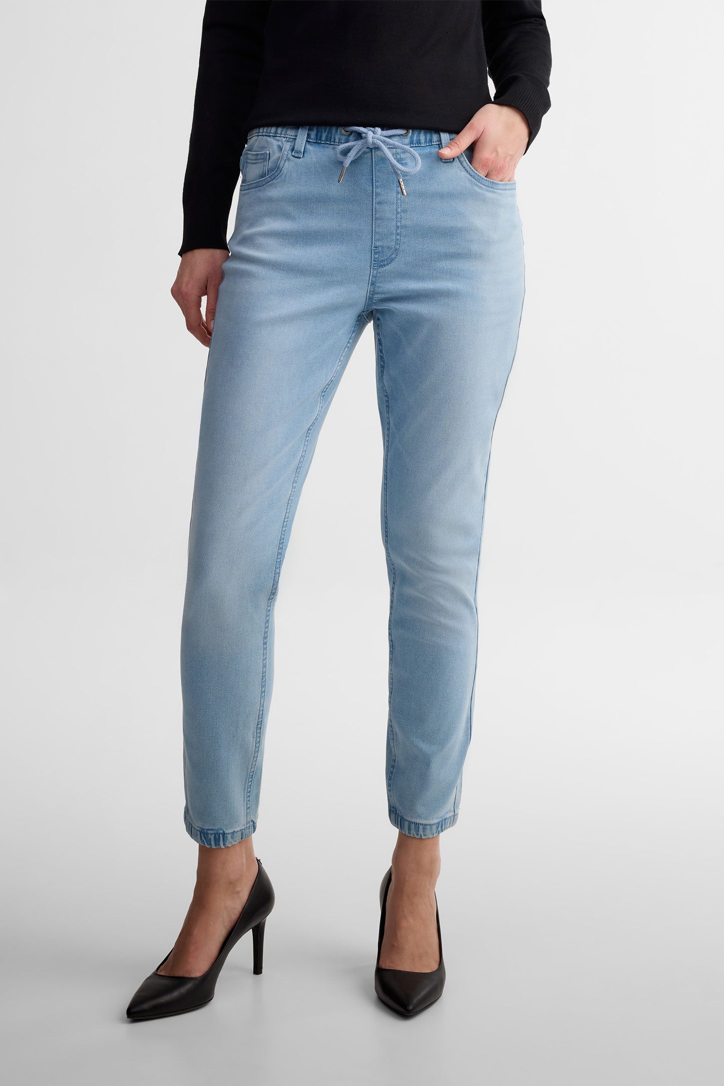 Jeans coupe jogger - Femme && DENIM PALE