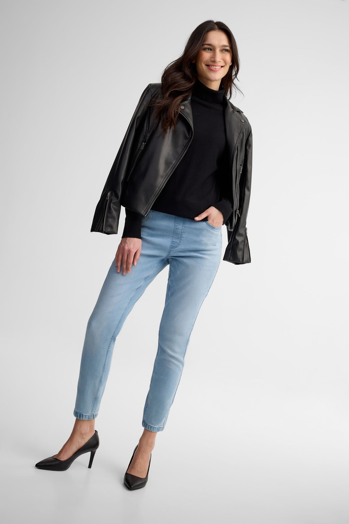 Jeans coupe jogger - Femme && DENIM PALE