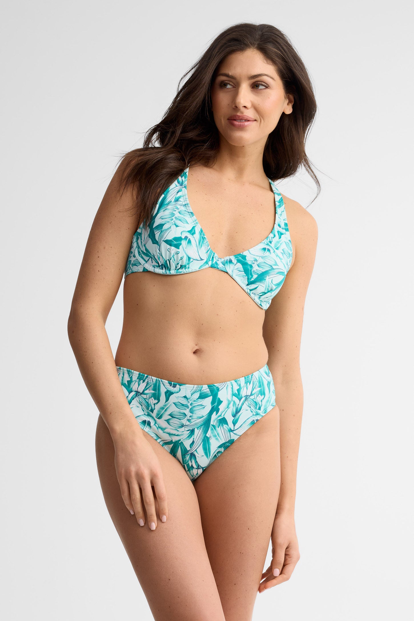 Culotte maillot de bain taille haute gainante - Femme && VERT/MULTI