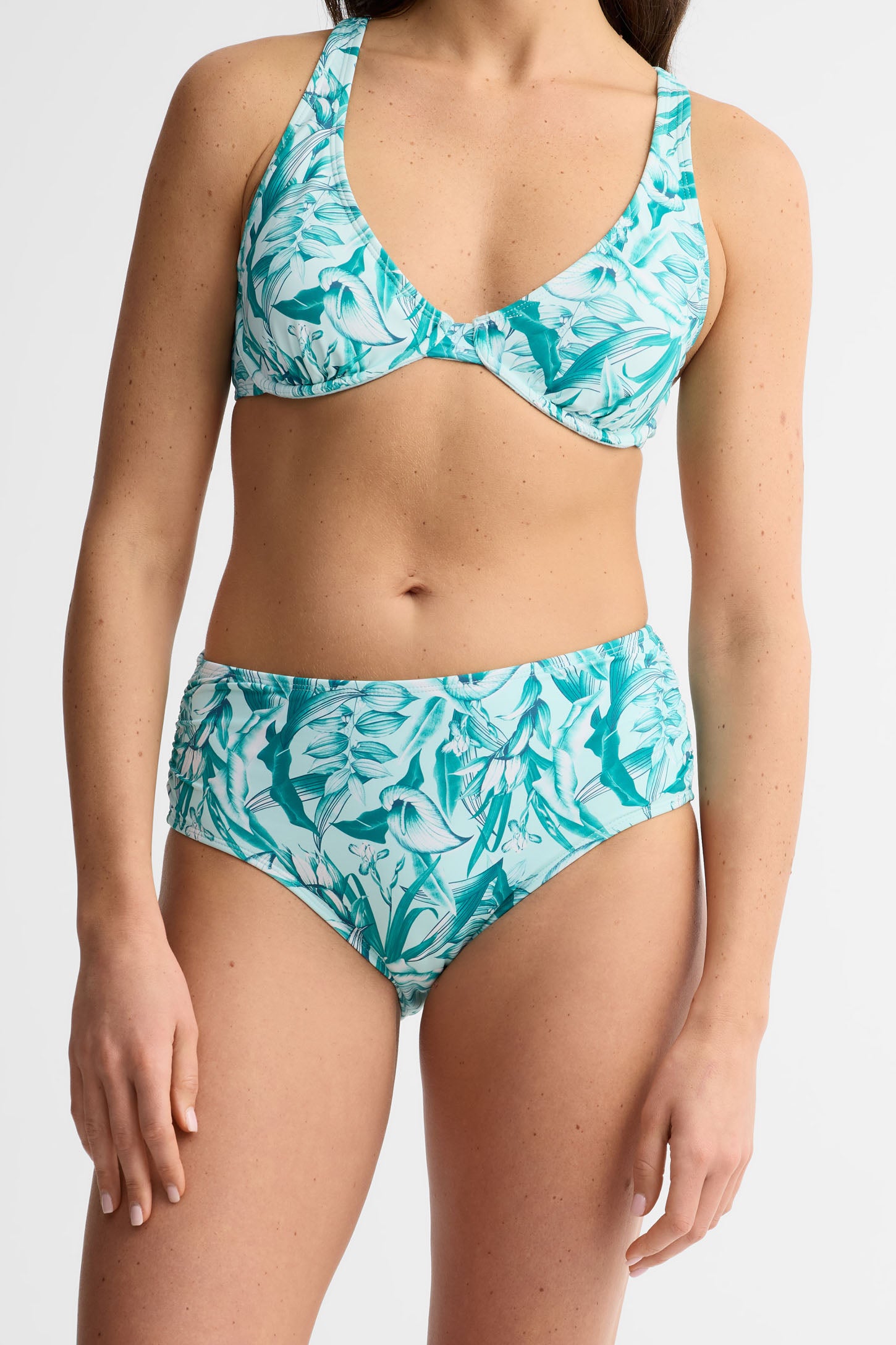 Culotte maillot de bain gainante taille haute - Femme && VERT/MULTI