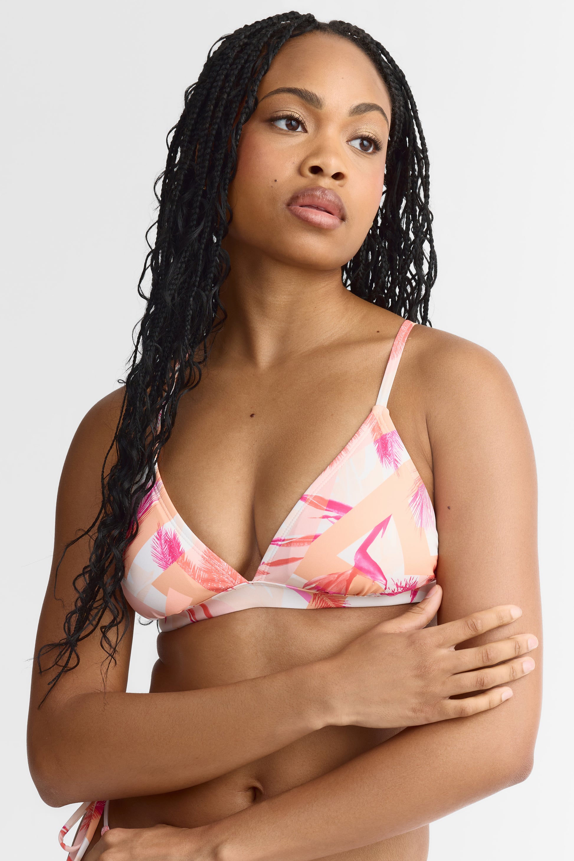 Haut de maillot licou imprimé - Femme && ORANGE MULTI