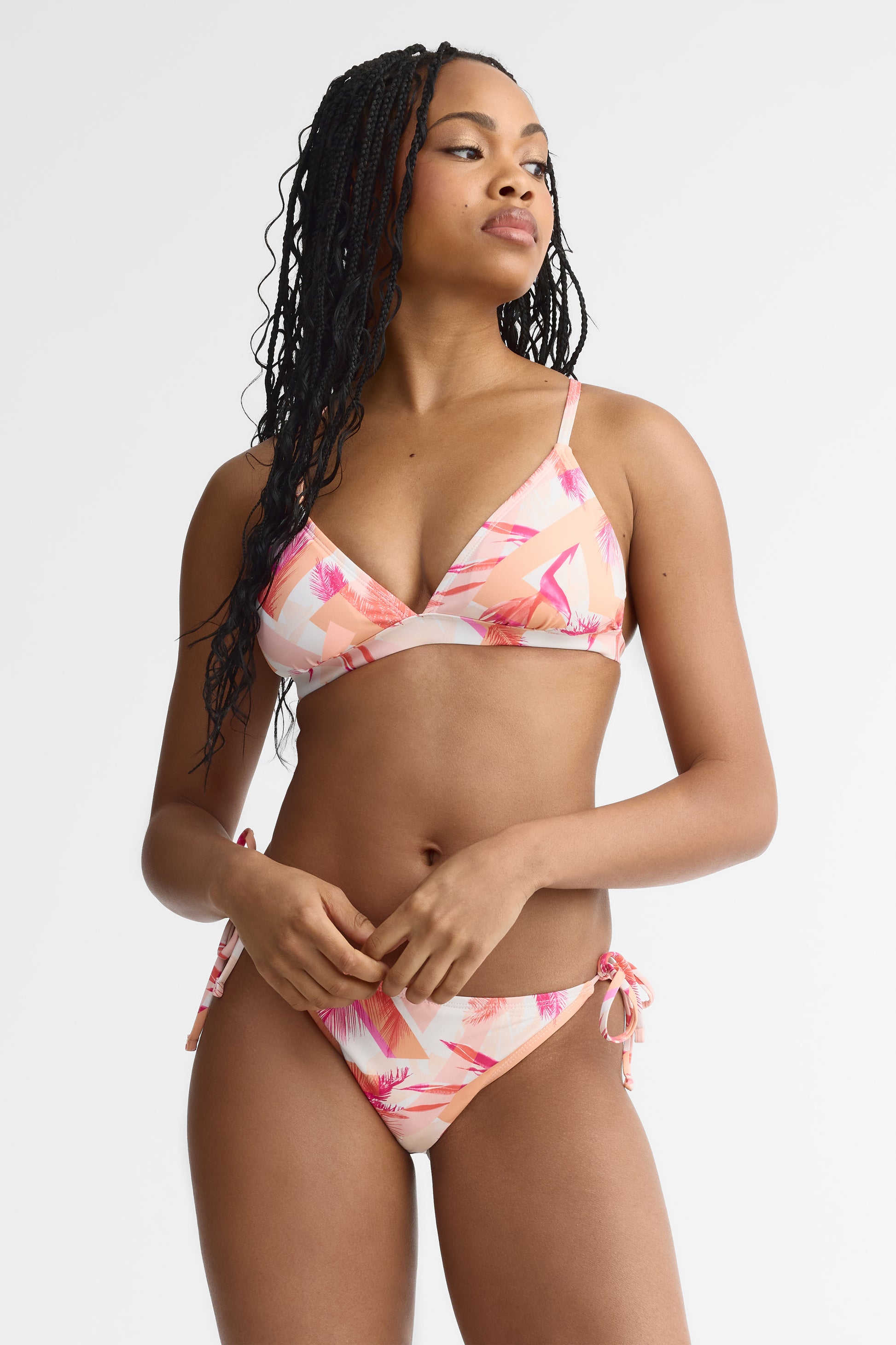 Haut de maillot licou imprimé - Femme && ORANGE MULTI