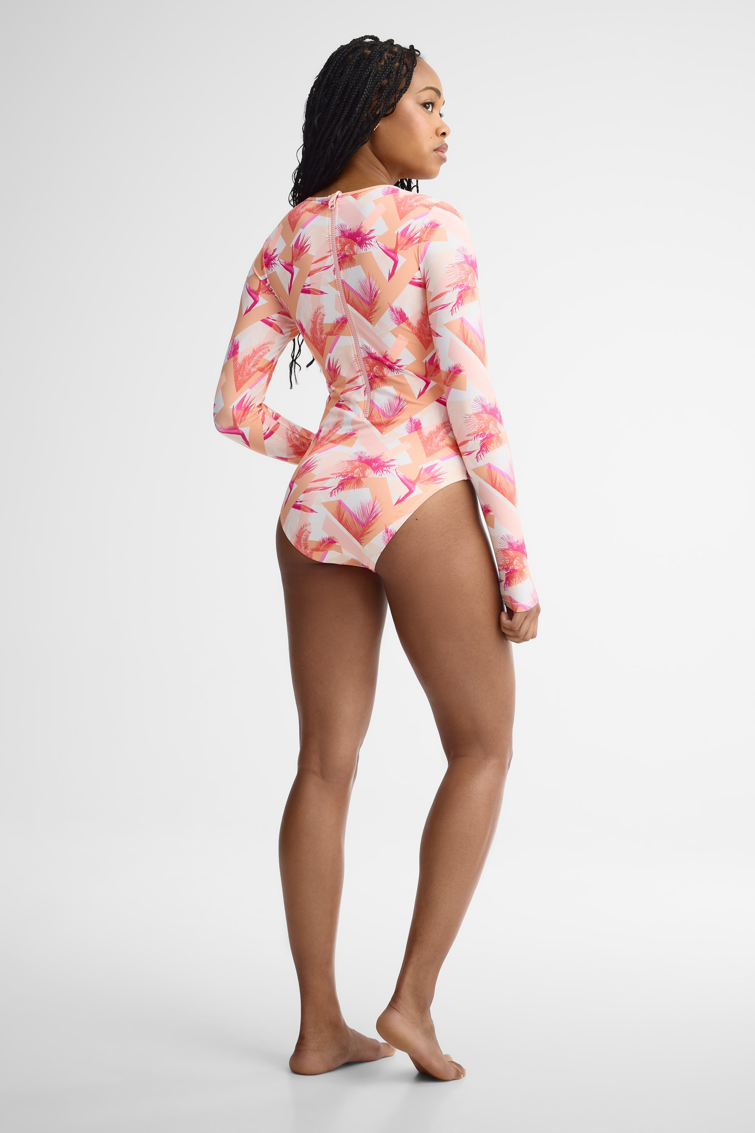 Maillot de bain ''Rashguard'' manches longues - Femme && ORANGE MULTI